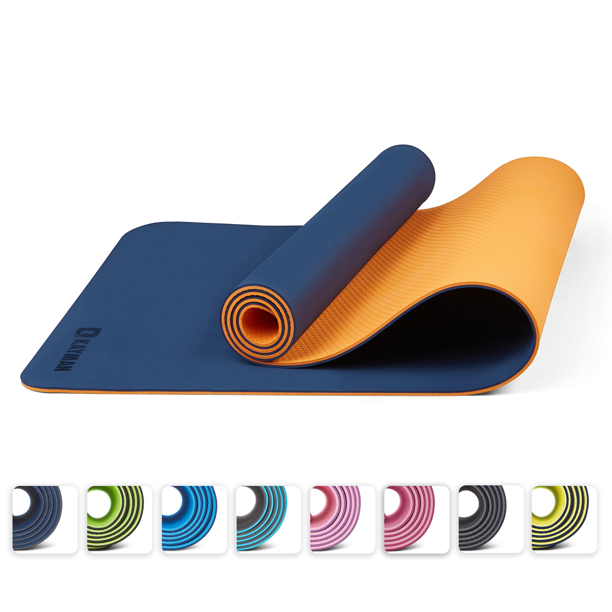 KAYMAN Yoga & Exercise Mat with Carry Strap, Large Non-Slip Comfortable Training & Workout Floor Mat for Home or Outdoor, Gym, Pilates, Gymnastics, HiiT, Stretching & Meditation