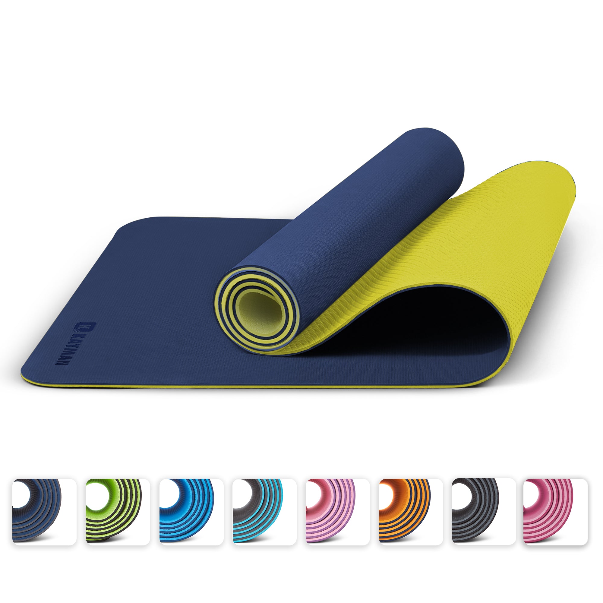 KAYMAN Yoga & Exercise Mat with Carry Strap, Large Non-Slip Comfortable Training & Workout Floor Mat for Home or Outdoor, Gym, Pilates, Gymnastics, HiiT, Stretching & Meditation