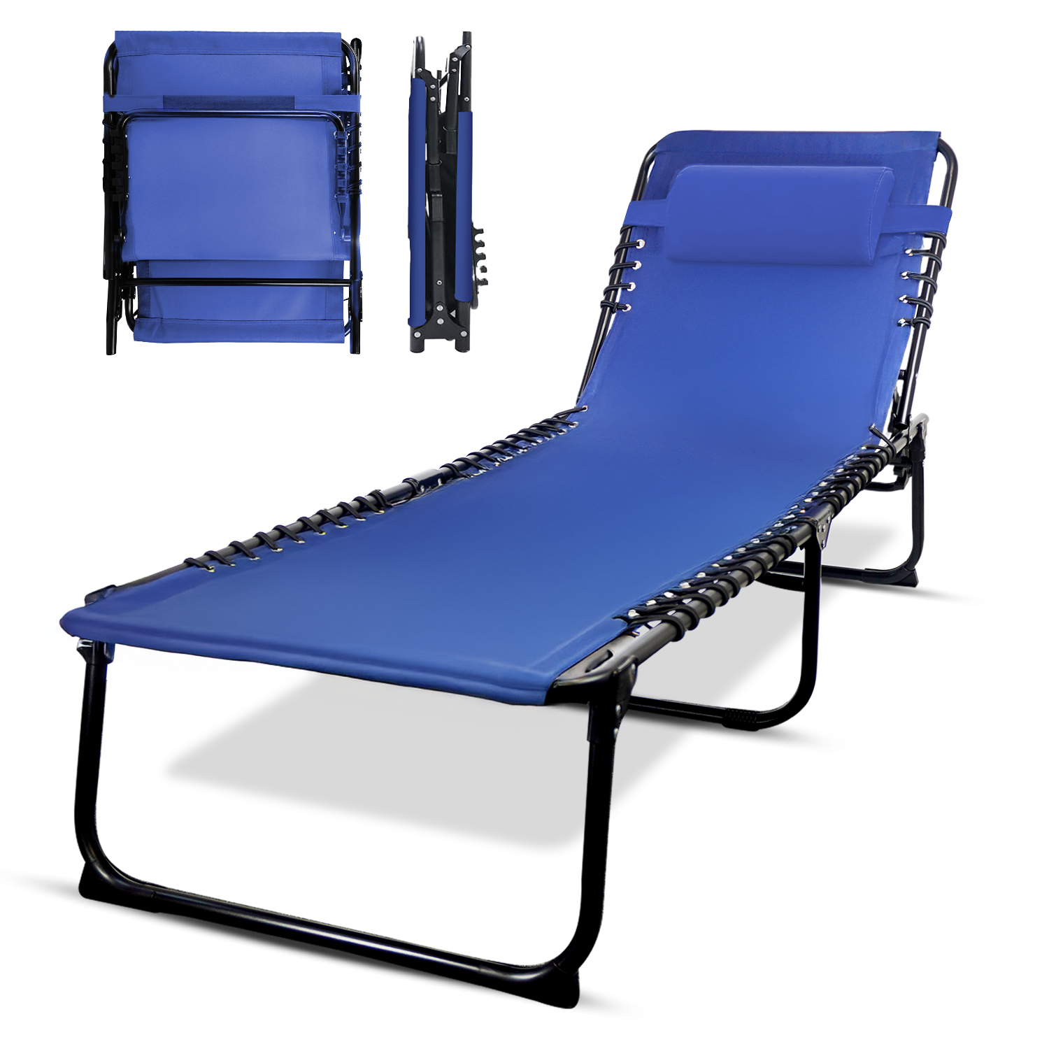 KEPLIN Foldable Recliner Sun Lounger - 600D Oxford Fabric - Adjustable Back and Leg Rests - Lightweight and Portable - Compact Space-Saving Design - Durable Outdoor Use - 190 x 65 x 30 cm