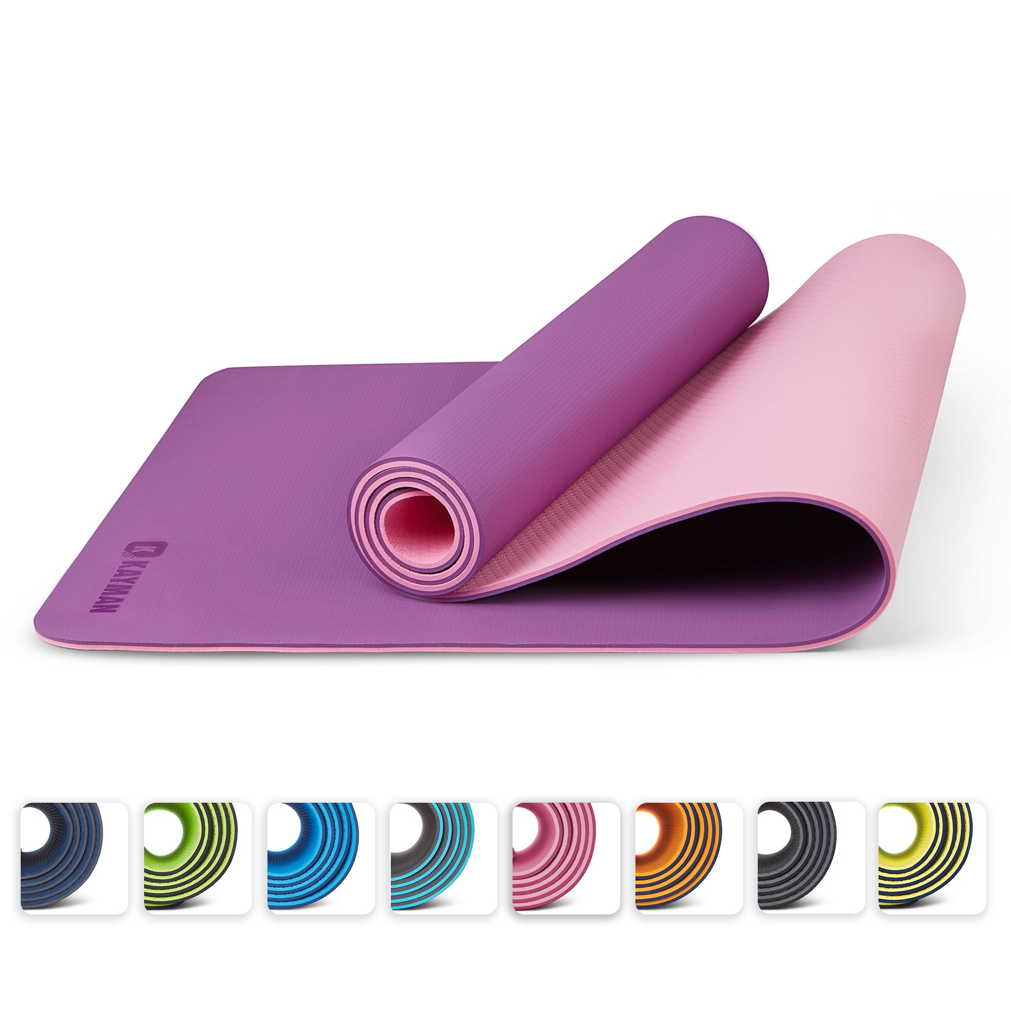 KAYMAN Yoga & Exercise Mat with Carry Strap, Large Non-Slip Comfortable Training & Workout Floor Mat for Home or Outdoor, Gym, Pilates, Gymnastics, HiiT, Stretching & Meditation