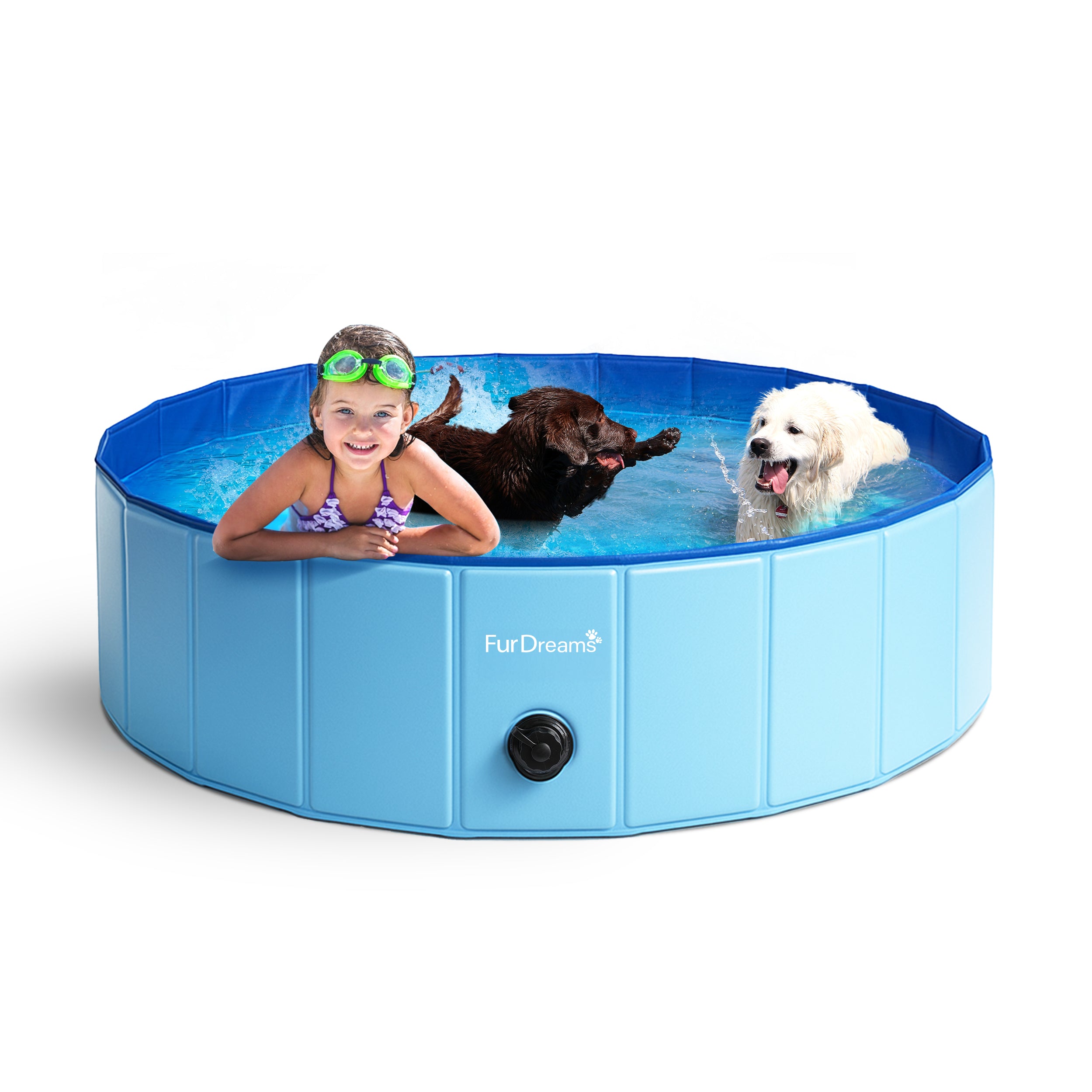 FurDreams Foldable Pet Swimming Pool – Hard Plastic Dog Bathtub, Portable Multi-Functional PVC Kiddie Pool with Non-Slip Base – Perfect for Children, Cats, Puppies, and Summer Fun