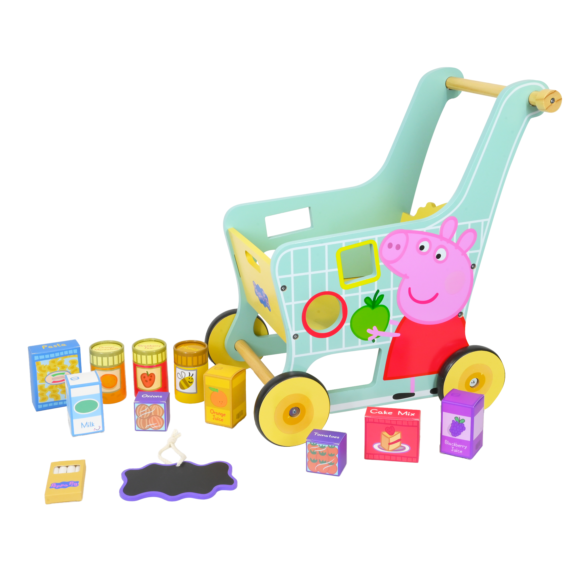 Peppa Pig Play Set for Toddlers Age 3+, Play Set for Pretend Play, Party Set for Children, Durable Wooden Kitchen Toys, Fun Set for Toddlers and Kids (Shopping Trolley)
