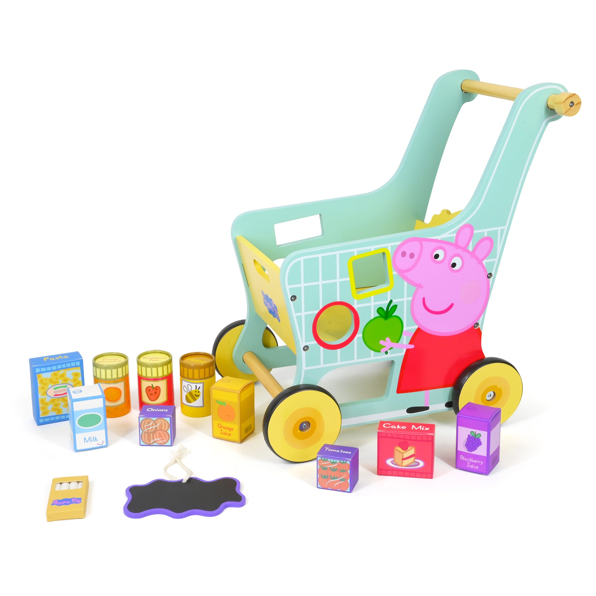 Peppa Pig Play Set for Toddlers Age 3+, Play Set for Pretend Play, Party Set for Children, Durable Wooden Kitchen Toys, Fun Set for Toddlers and Kids (Shopping Trolley)