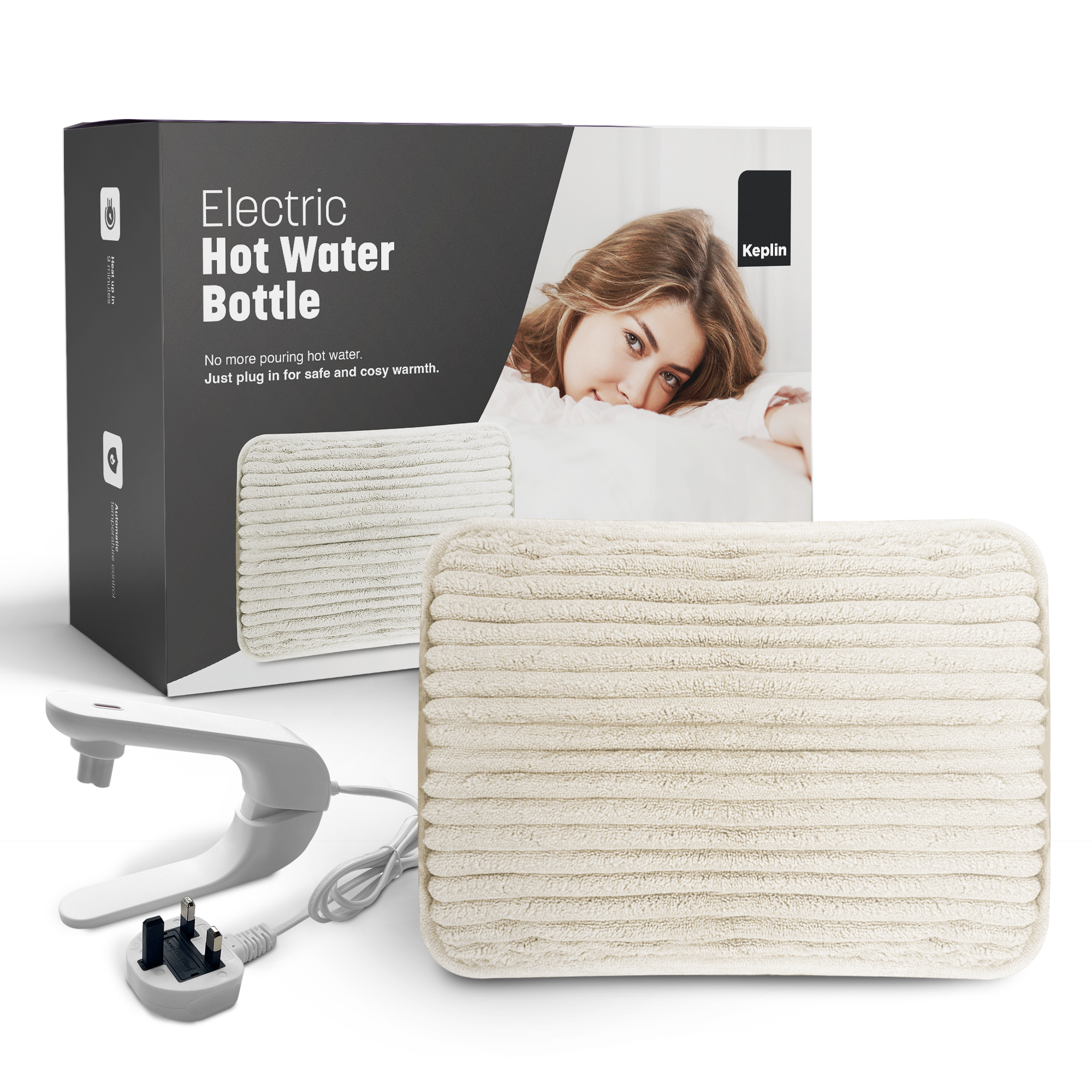 Rechargeable Electric Hot Water Bottle - Hand & Body Warmer, Fast Heating & Auto-Shut Off Function