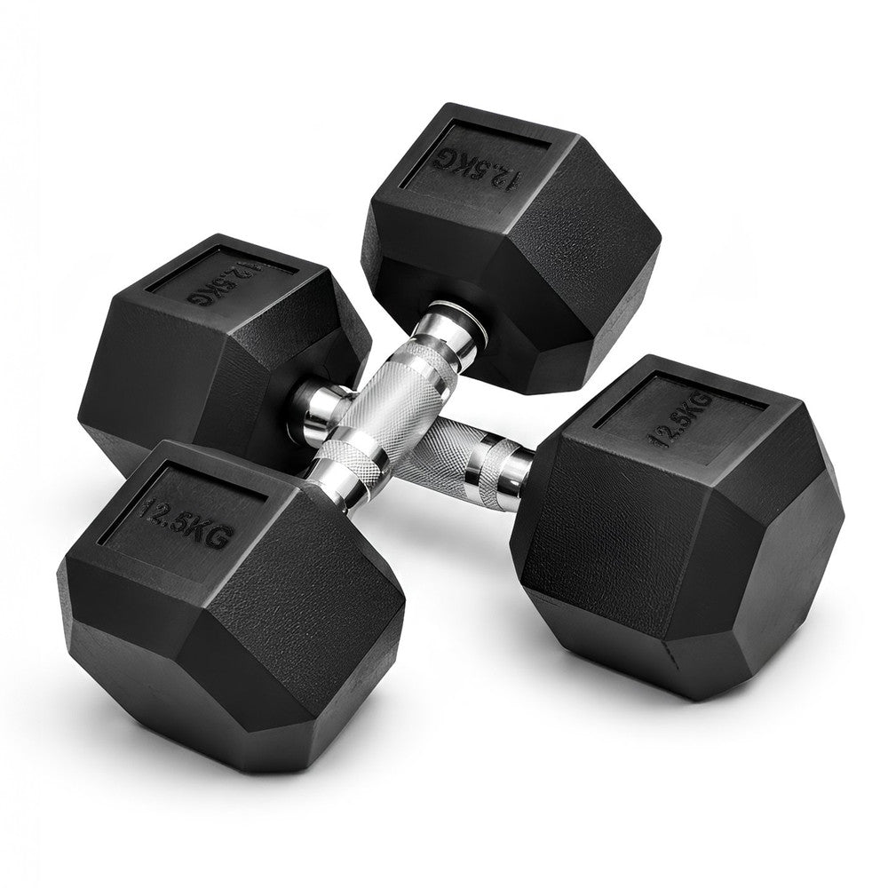 KAYMAN Rubber Hex Dumbbells Pair 12.5kg