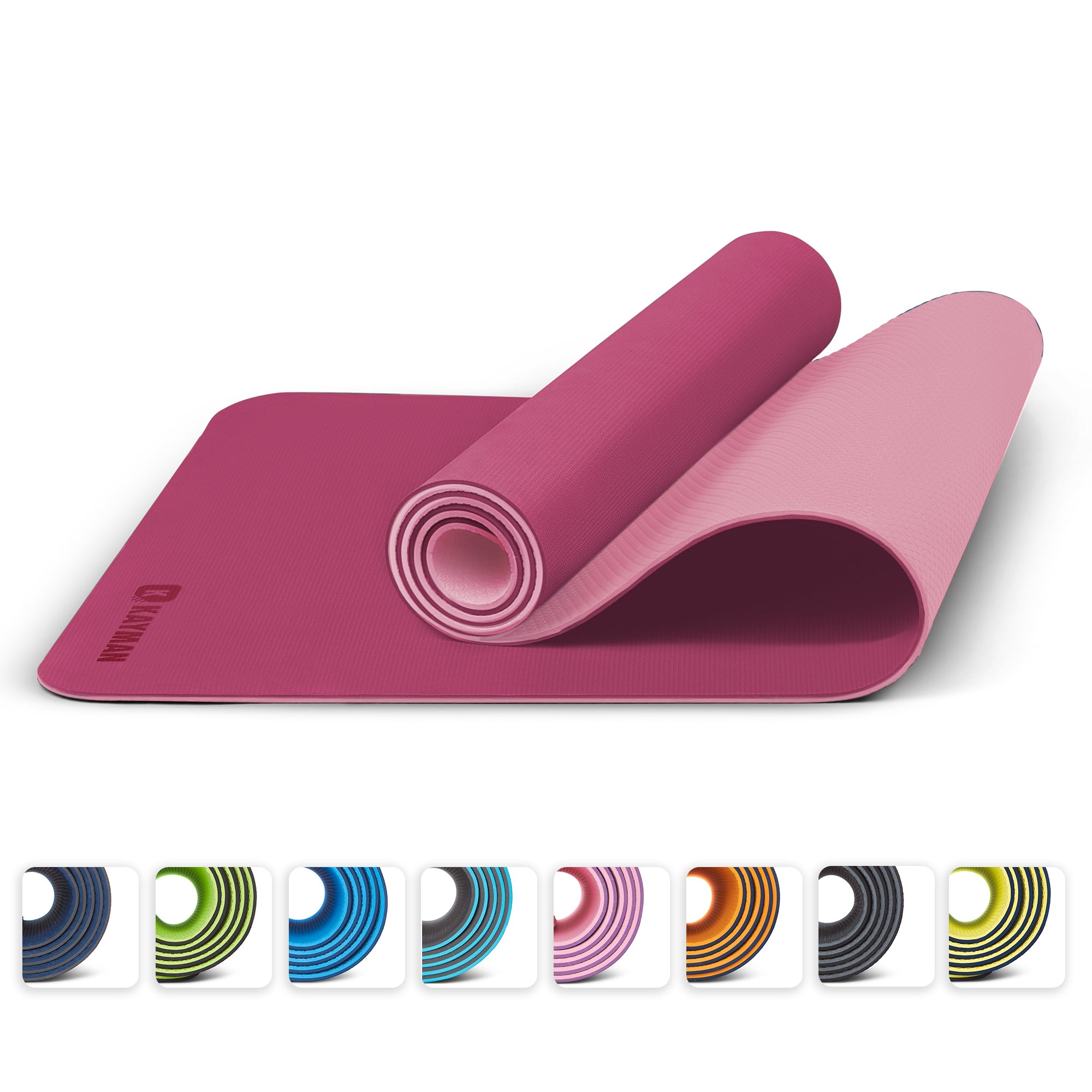 KAYMAN Yoga & Exercise Mat with Carry Strap, Large Non-Slip Comfortable Training & Workout Floor Mat for Home or Outdoor, Gym, Pilates, Gymnastics, HiiT, Stretching & Meditation