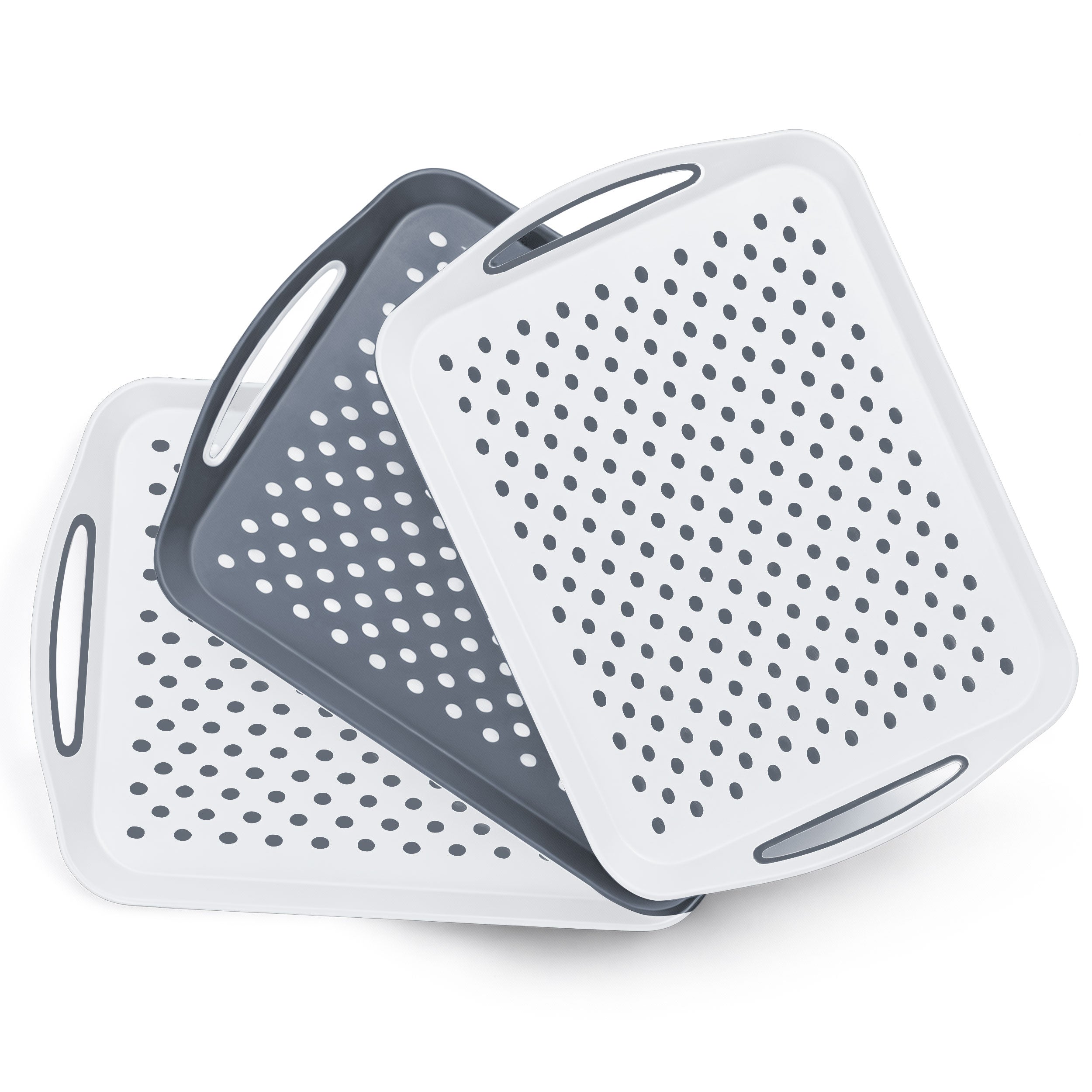 Essen 3-Pack Serving Tray Set – Non-Slip Lap Boards with Grip Handles, Ideal for Food Prep, Tea, Breakfast in Bed – Plastic Tray for Stable Dining – Dishwasher Safe