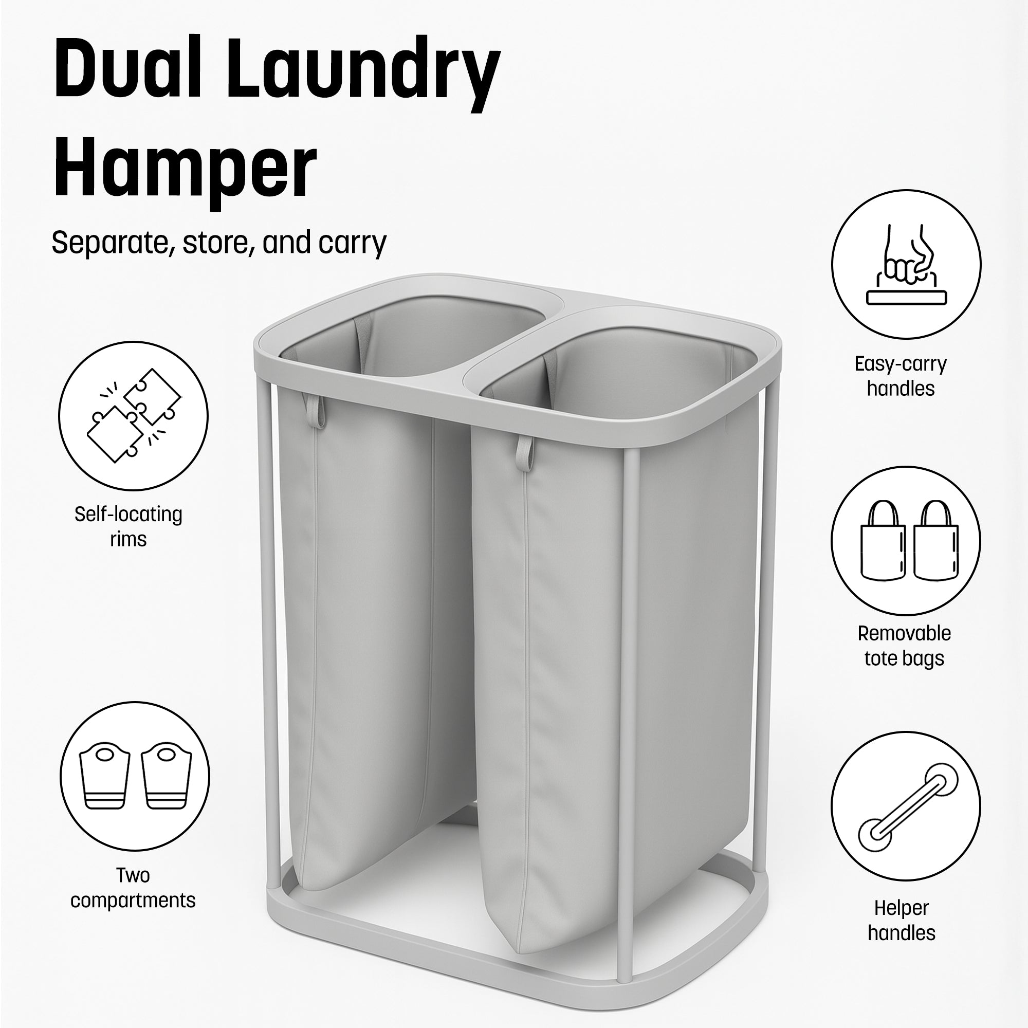 Keplin Collapsible Laundry Basket with Lid & Removable Liner