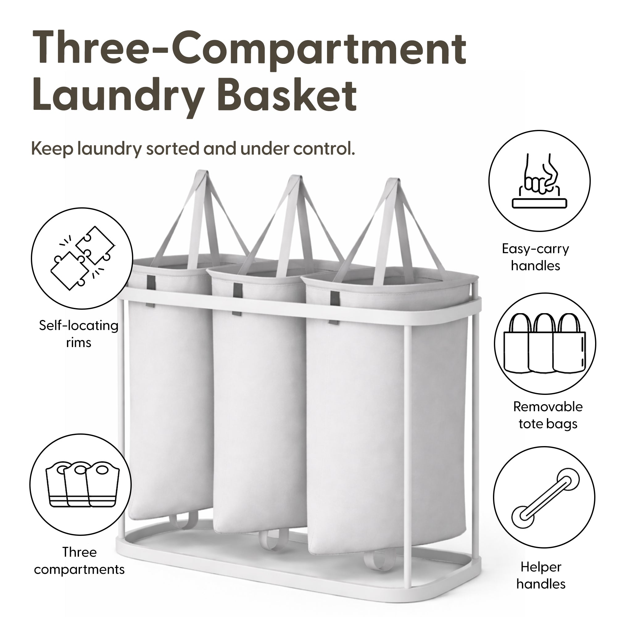 Keplin Collapsible Laundry Basket with Lid & Removable Liner
