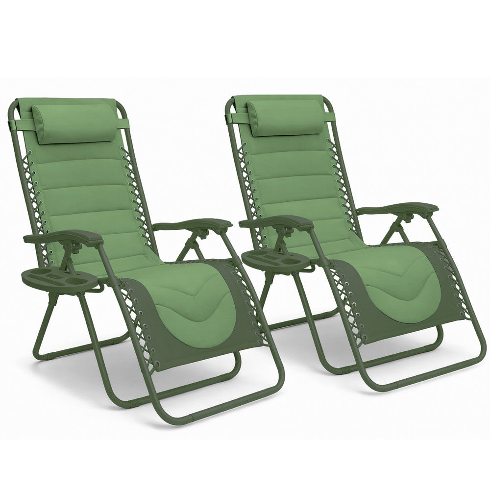 KEPLIN 2 Pack XXL Premium Heavy-Duty Colour Block Zero Gravity Chairs, Adjustable Headrest, Cup & Phone Holder, Foldabl