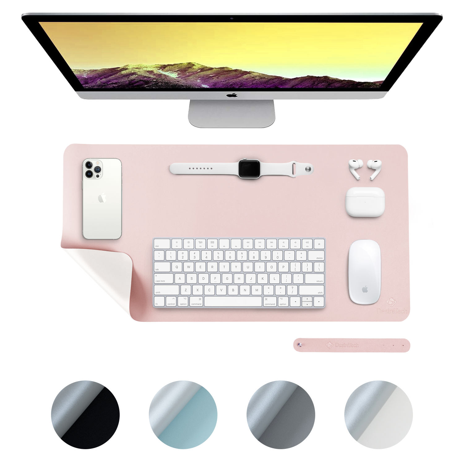 DesireTech Reversible Extra Large Office Desk Mat- Small Dual-Sided Desk Mat, Waterproof Faux Leather Table Surface Protector Desk- Laptop Mat & Mouse Pad