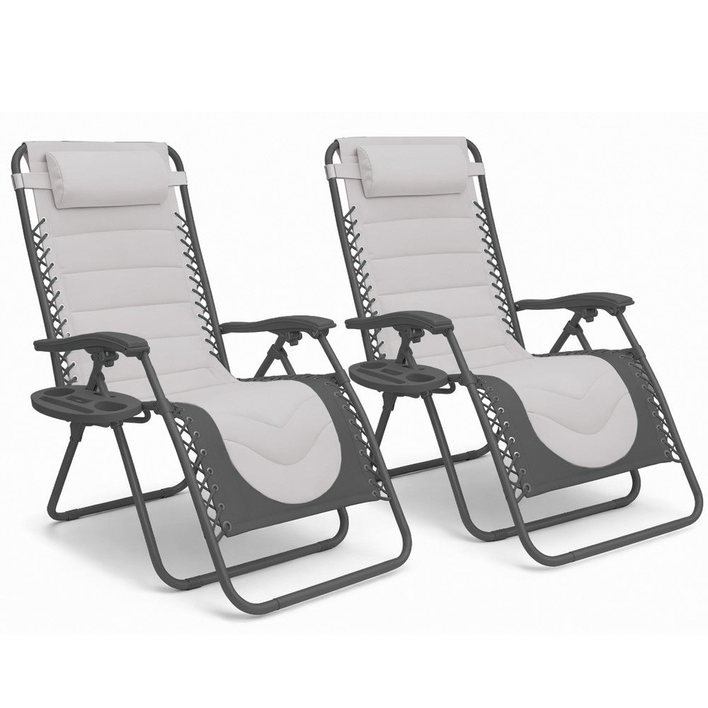KEPLIN 2 Pack XXL Premium Heavy-Duty Colour Block Zero Gravity Chairs, Adjustable Headrest, Cup & Phone Holder, Foldabl