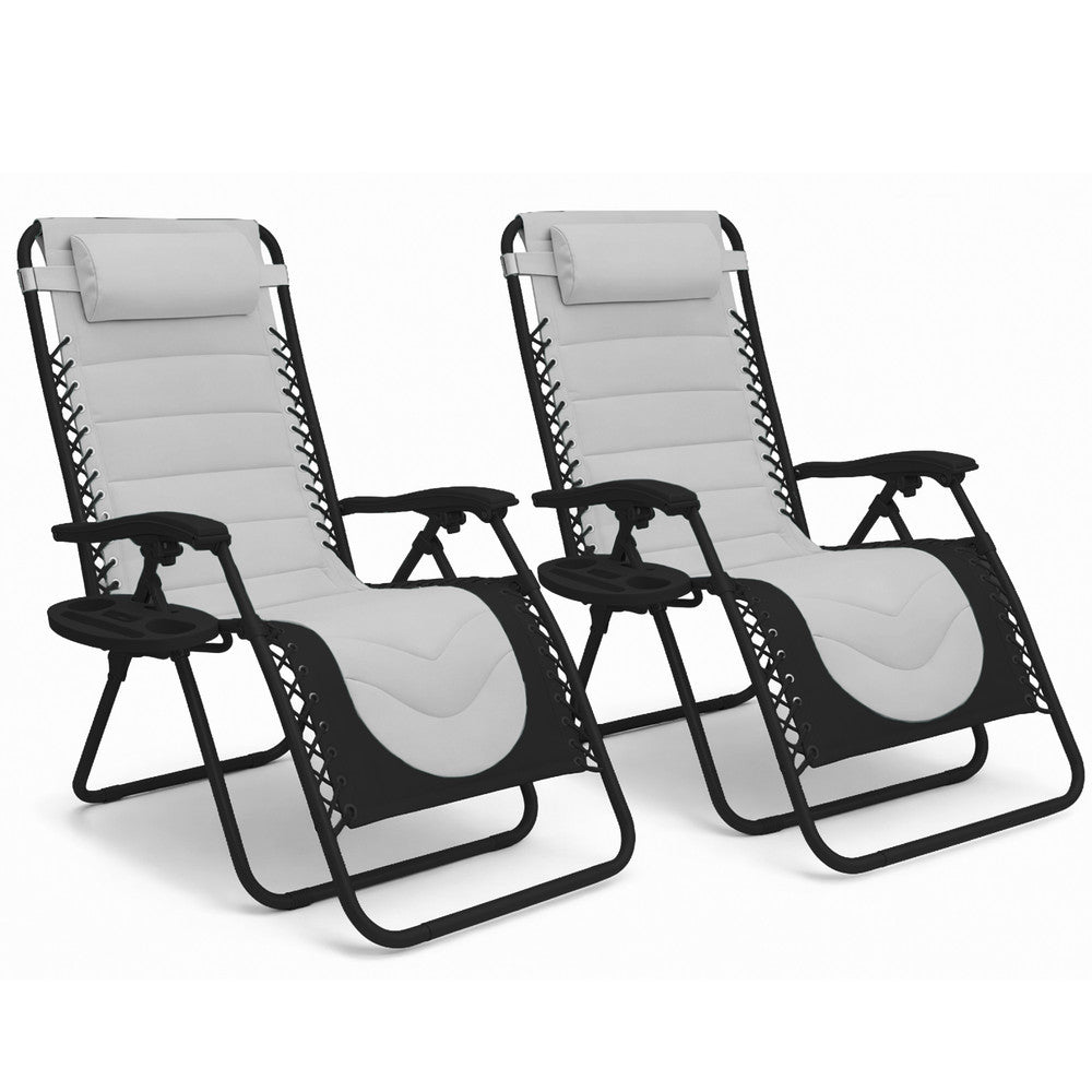 KEPLIN 2 Pack XXL Premium Heavy-Duty Colour Block Zero Gravity Chairs, Adjustable Headrest, Cup & Phone Holder, Foldabl