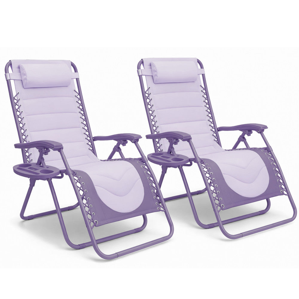 KEPLIN 2 Pack XXL Premium Heavy-Duty Colour Block Zero Gravity Chairs, Adjustable Headrest, Cup & Phone Holder, Foldabl