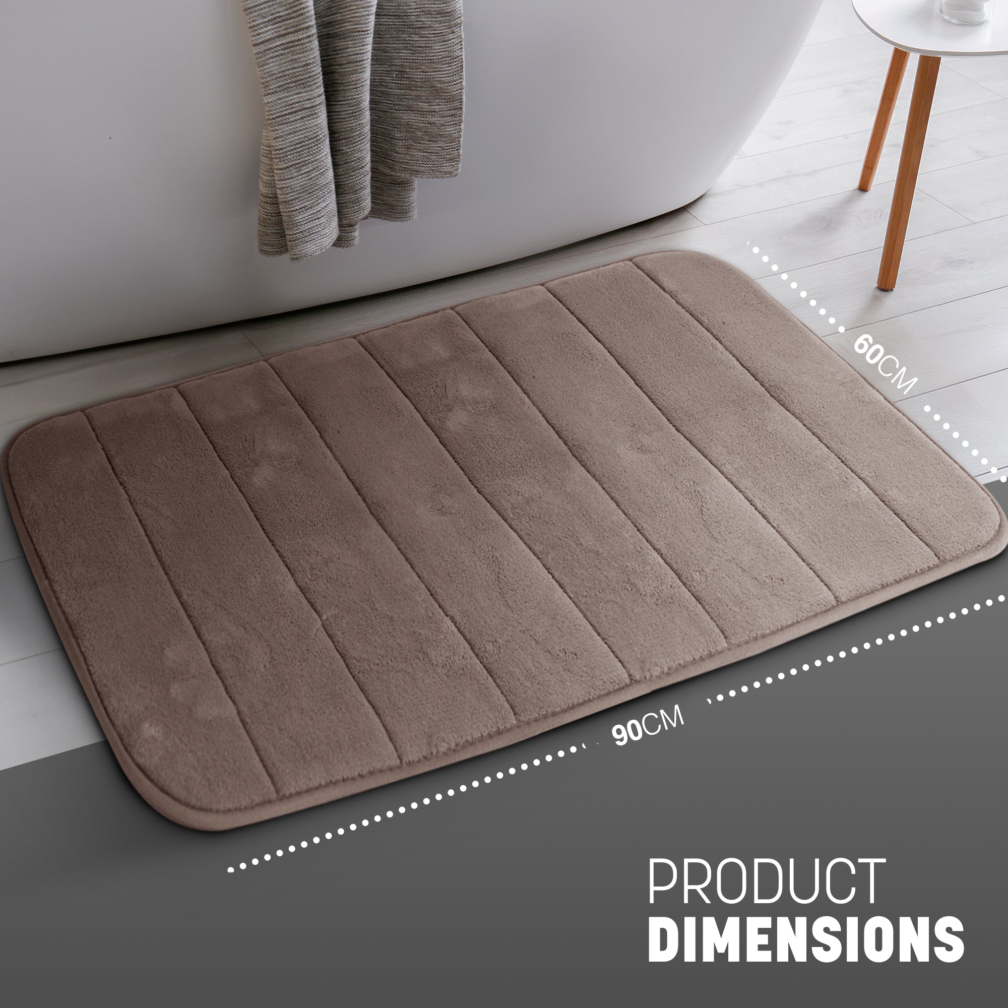 KEPLIN Ultra-Soft Memory Foam Bath Mat - Highly Absorbent, Non-Slip, Machine Washable Luxury for Bathroom Floors- 60x 90cm