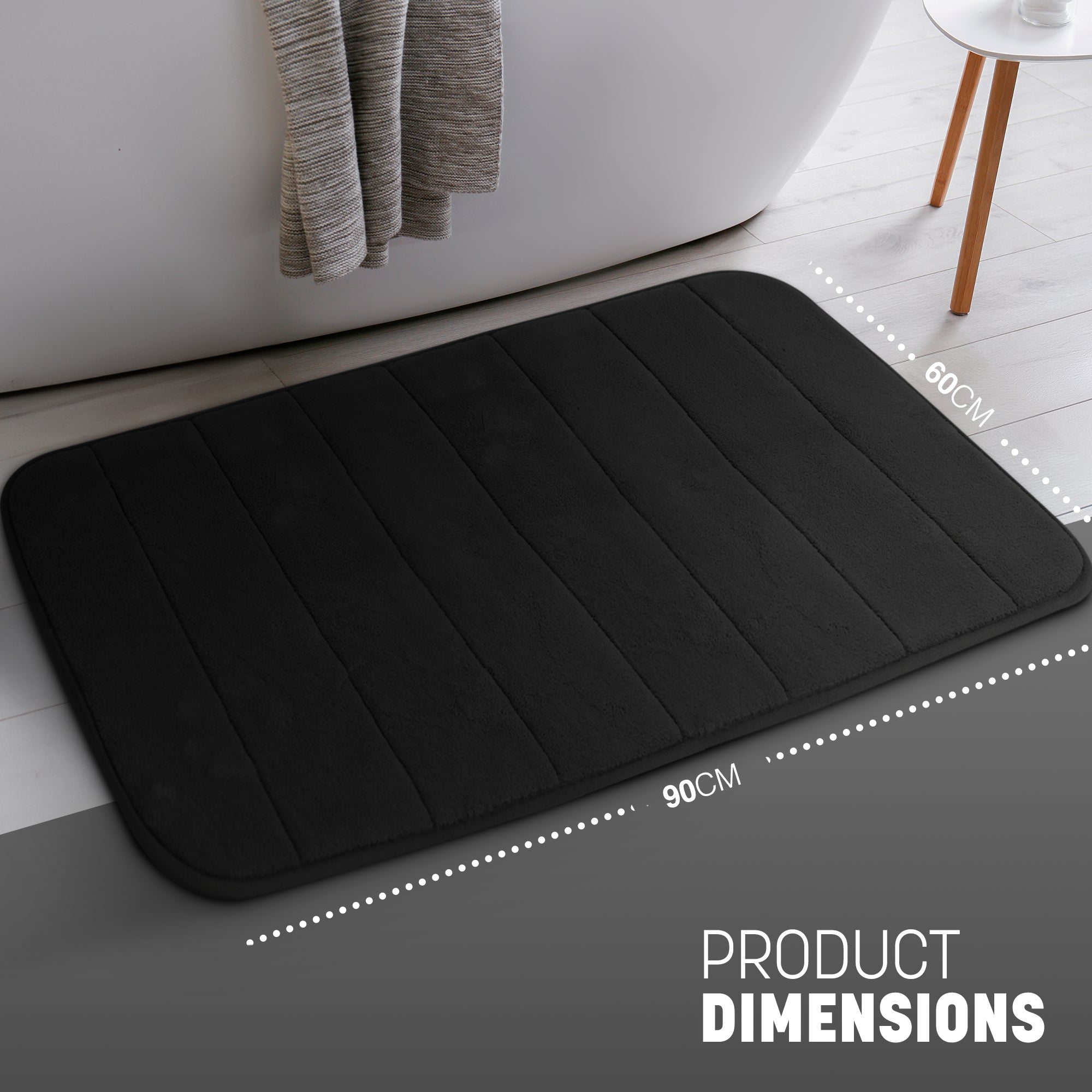 KEPLIN Ultra-Soft Memory Foam Bath Mat - Highly Absorbent, Non-Slip, Machine Washable Luxury for Bathroom Floors- 60x 90cm