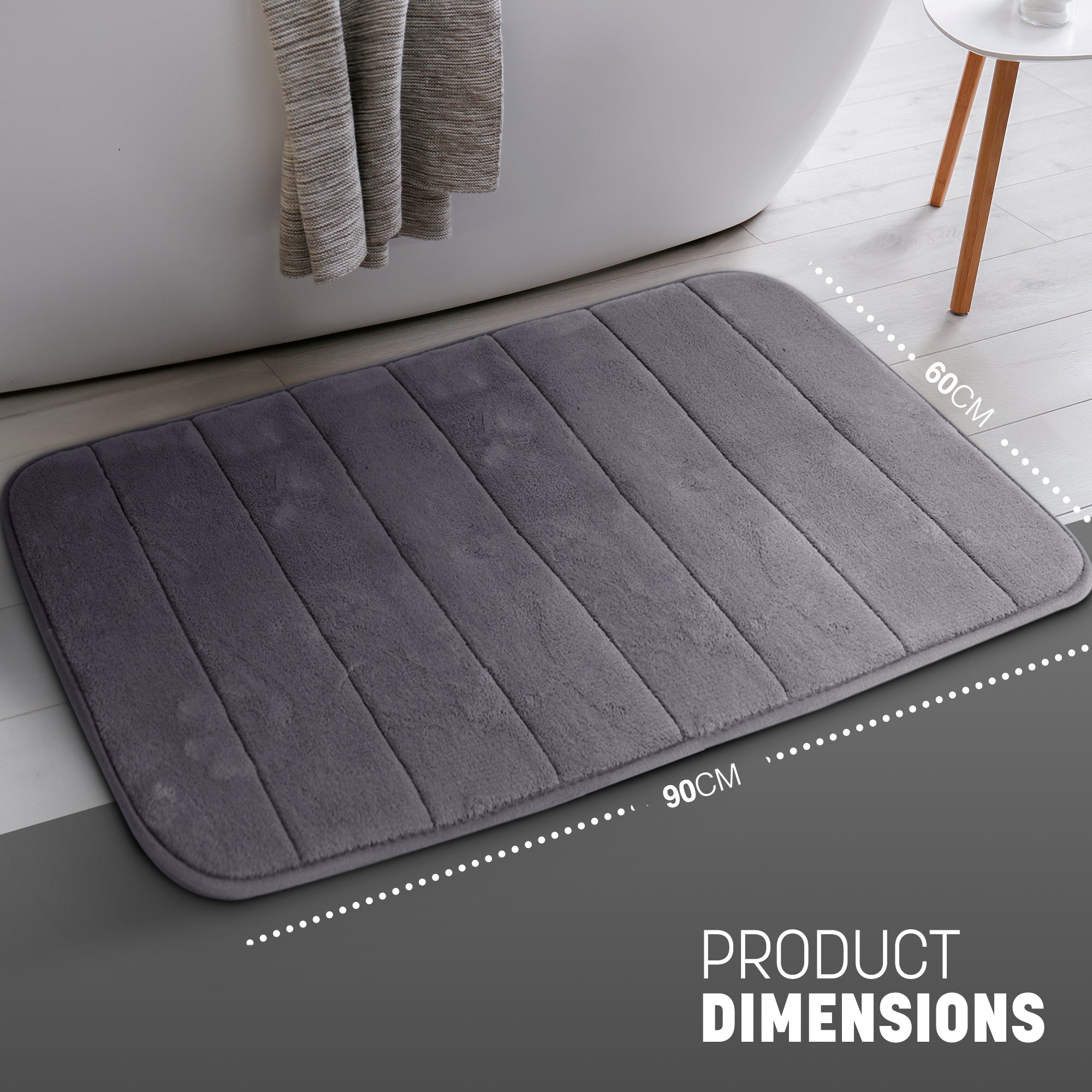 KEPLIN Ultra-Soft Memory Foam Bath Mat - Highly Absorbent, Non-Slip, Machine Washable Luxury for Bathroom Floors- 60x 90cm