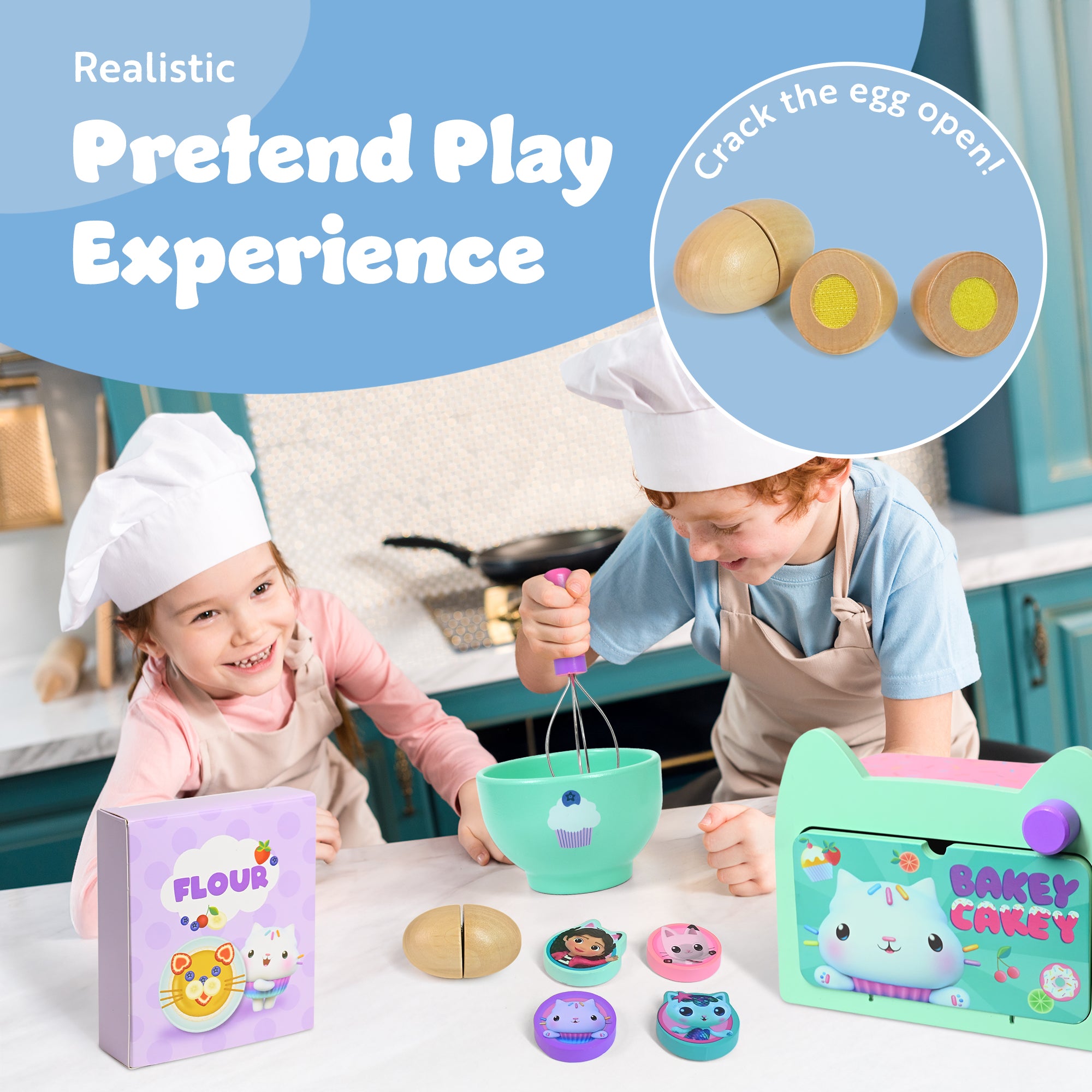 Gabby’s Dollhouse Baking Playset – Kids' Pretend Bake & Play Kit with Mixing Bowl, Whisk, Flour, Eggs & Oven – Fun & Role Play Toy for Toddlers & Children