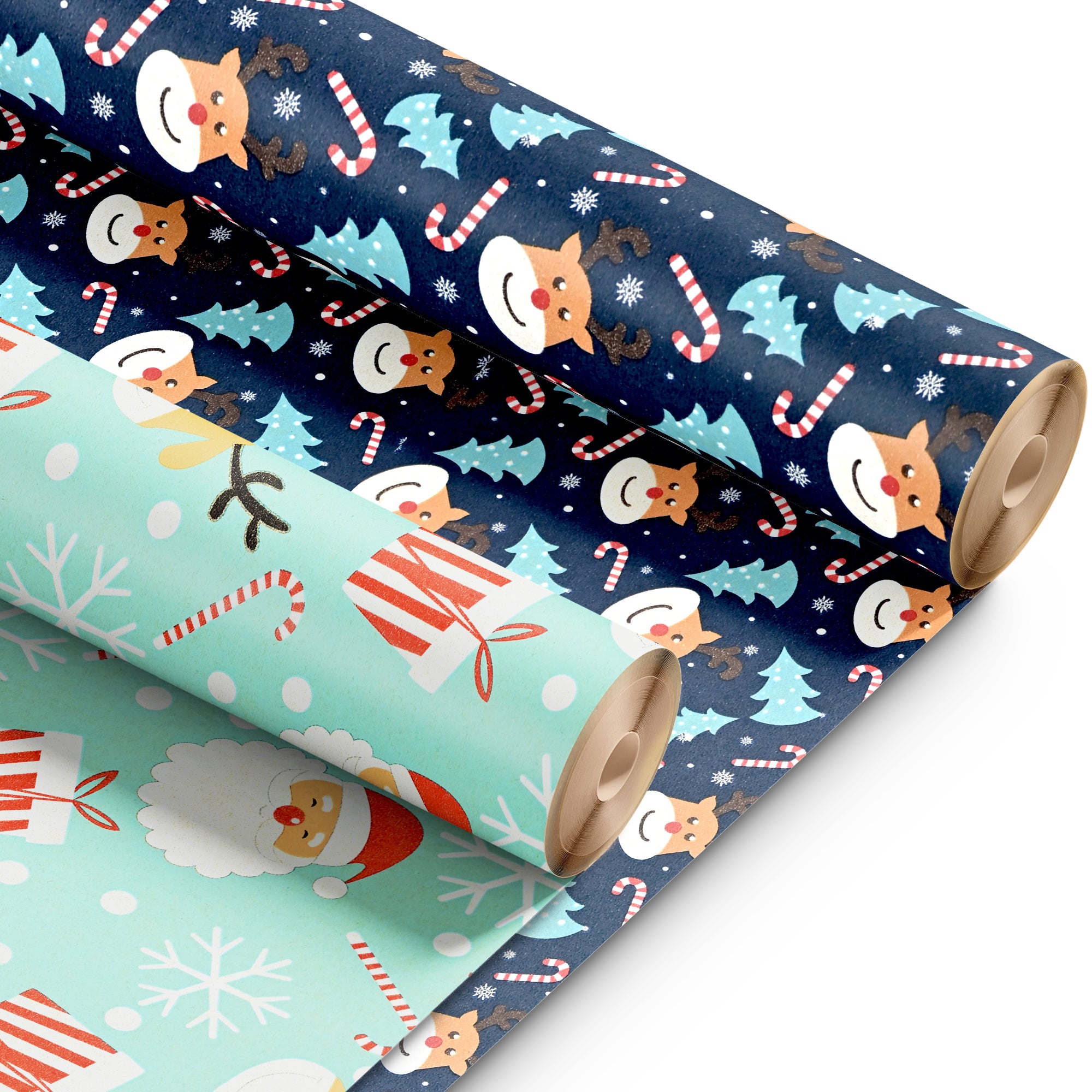 Kraft & Co 2 Pack Christmas Wrapping Paper Roll - Festive Designed Recyclable Kraft Paper, Perfect for Holiday Gifts, Arts & Crafts-Wrapping for a Merry Christmas (44.5cm x 25m)