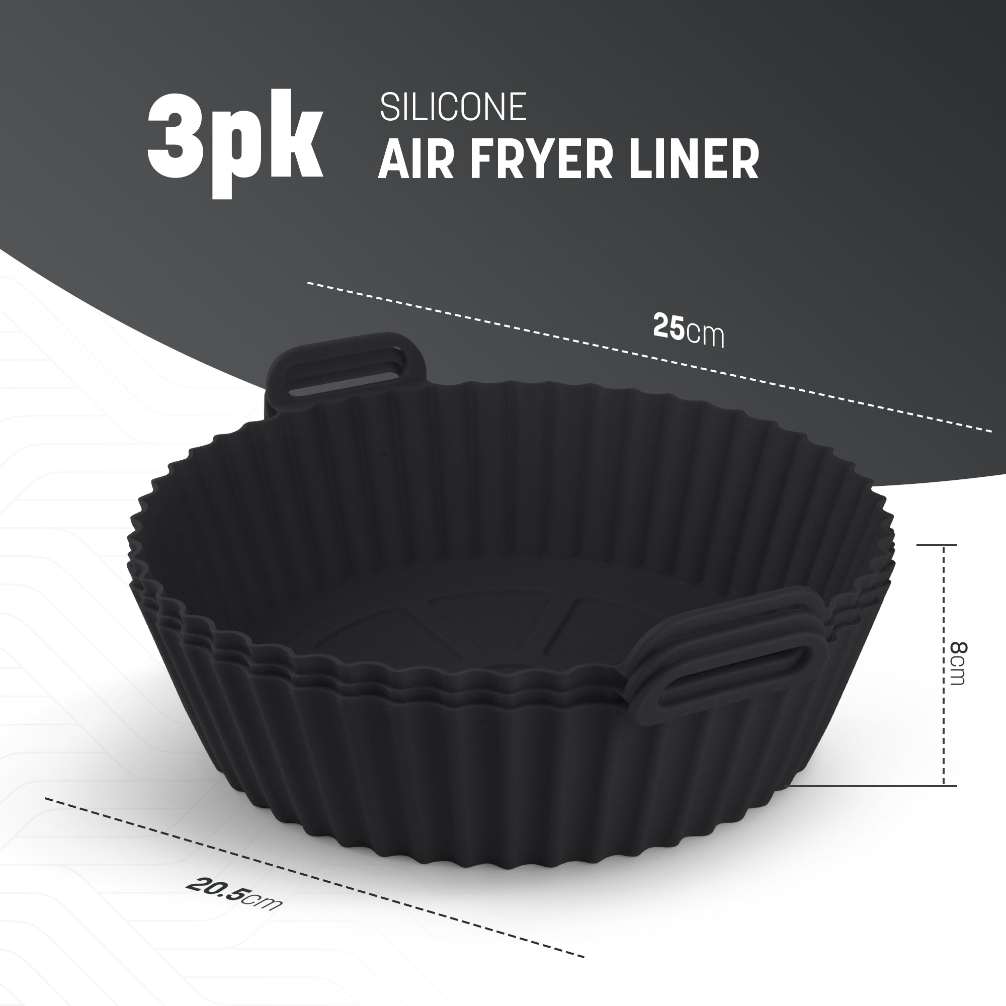 Keplin Silicone Air Fryer Liners - 3 Pack Non-Stick Reusable Silicone Liners, Dual & Tower Air Fryers - BPA-Free, Heat Resistant to 230°C, Dishwasher Safe Air Fryer Silicone Liner