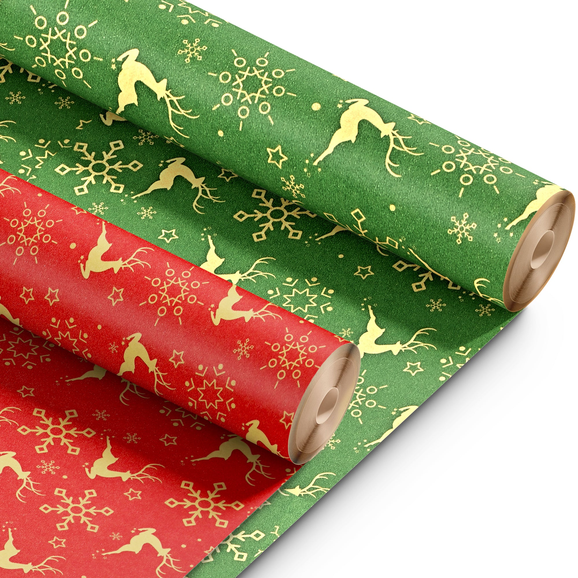 Kraft & Co 2 Pack Christmas Wrapping Paper Roll - Festive Designed Recyclable Kraft Paper, Perfect for Holiday Gifts, Arts & Crafts-Wrapping for a Merry Christmas (44.5cm x 25m)