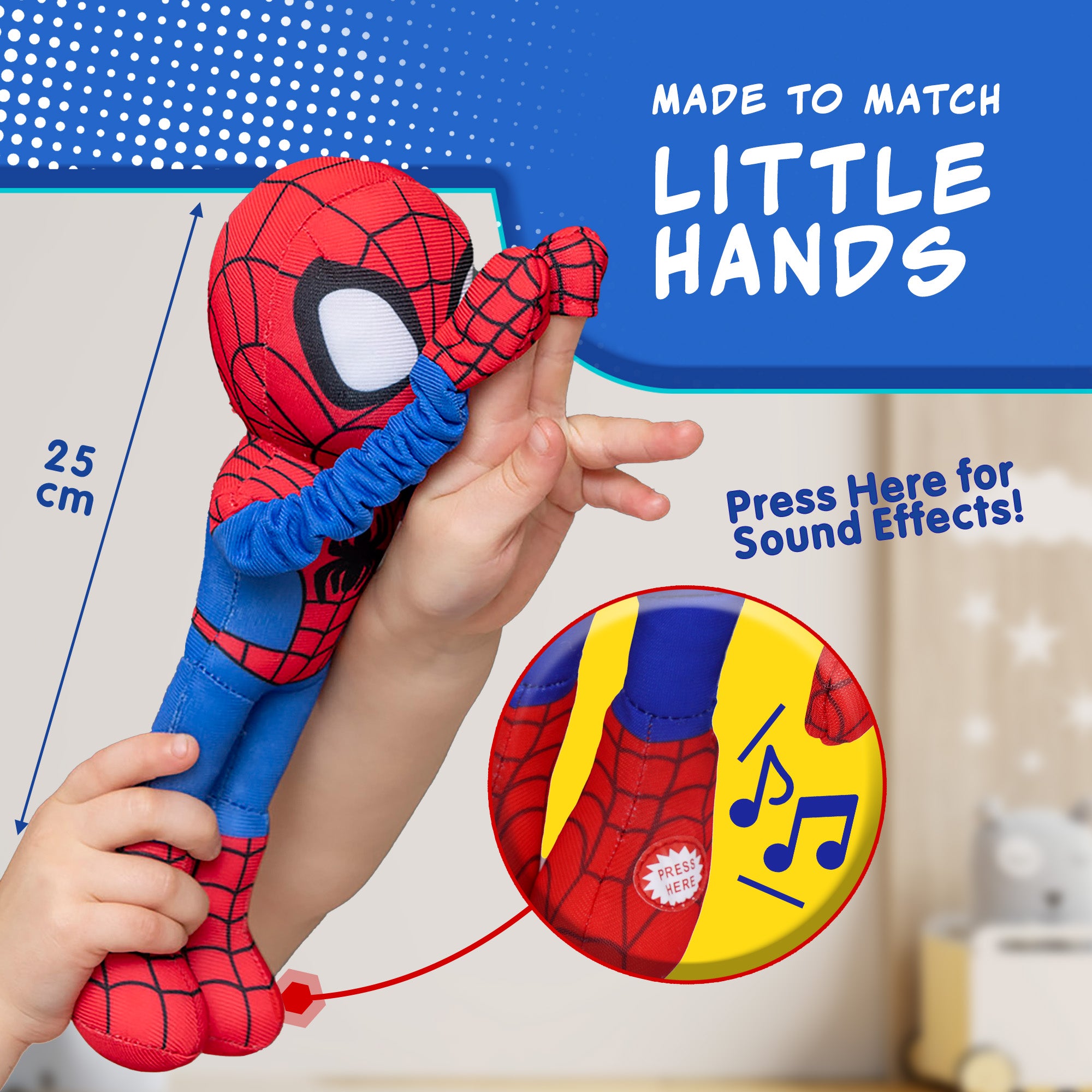 Marvel Spidey and His Amazing Friends – Slingshot Plush Spider-Man Toy with Sound– Stretchable Arms for Launch Action – Soft & Durable Superhero Plush for Kids Toys for Boys & Girls