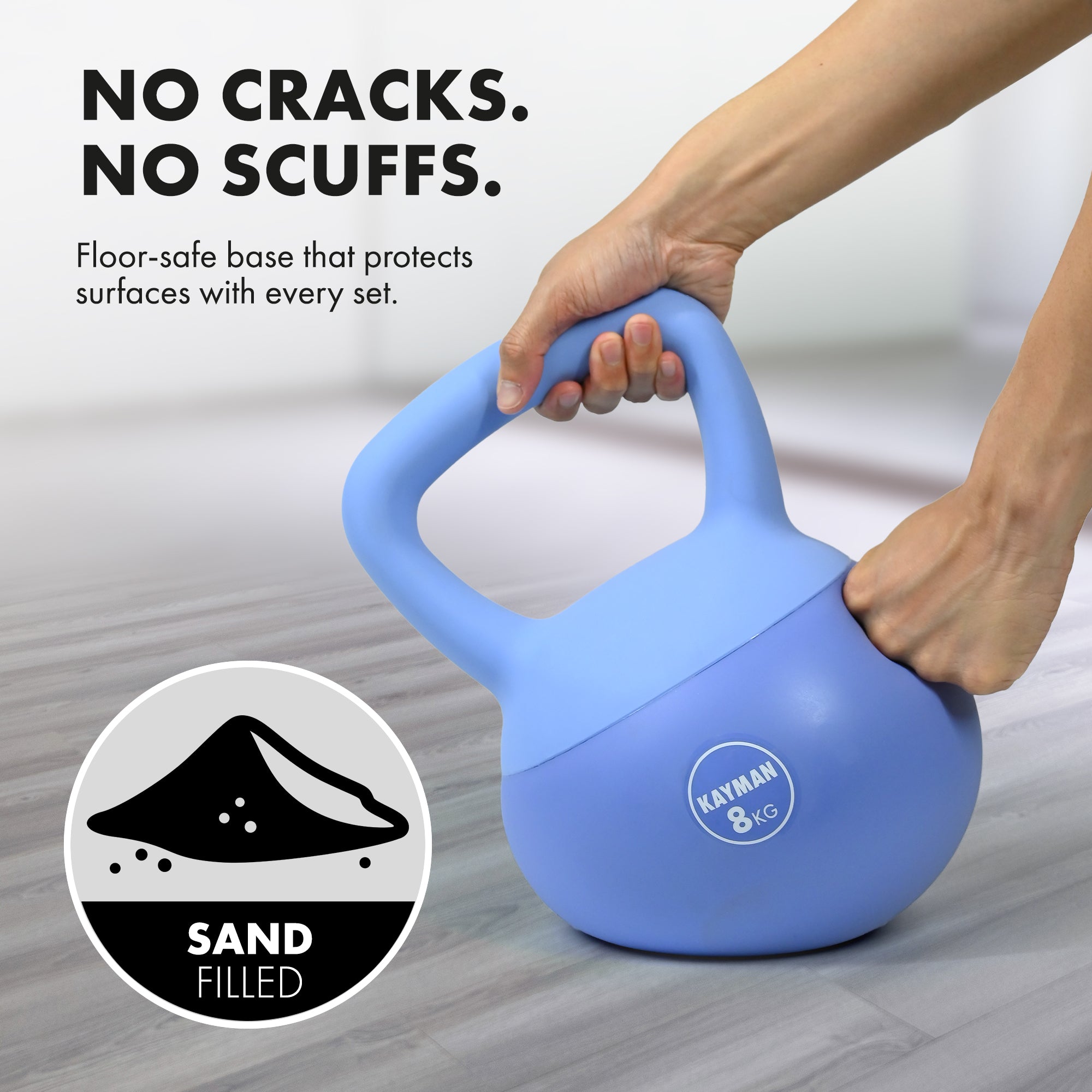 KAYMAN Soft Kettlebell for Home Gym – PVC Coated Weight – Floor Safe Flat Base – Ergonomic Non-Slip Handle – Strength Training, CrossFit, HIIT, Core Workout – Durable Fitness Equipment