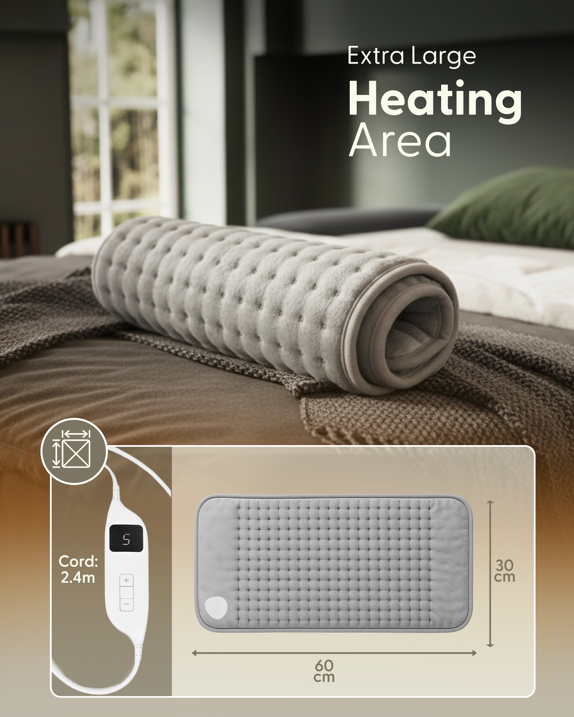 Keplin Heating Pad, Electric Heat Pad with Automatic Switch-Off and 9 Temperature Levels, Heating pad for Back Neck Shoulder Belly Heating Technology