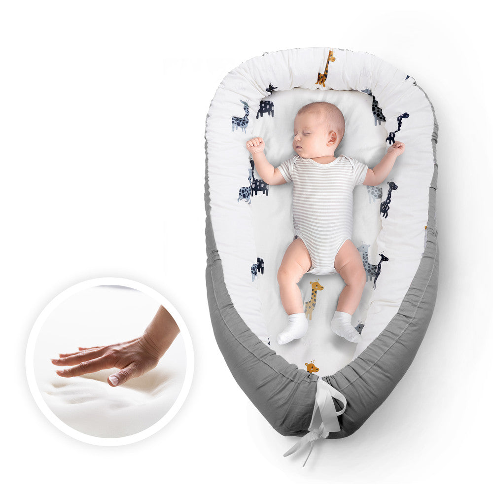 Kidoola Newborn Baby Nest Lounger - 100% Cotton, Washable, Safe and Breathable Fabric 0-12 Months Unisex Ideal for Home, Travel & Baby Essential Gift (Animals)