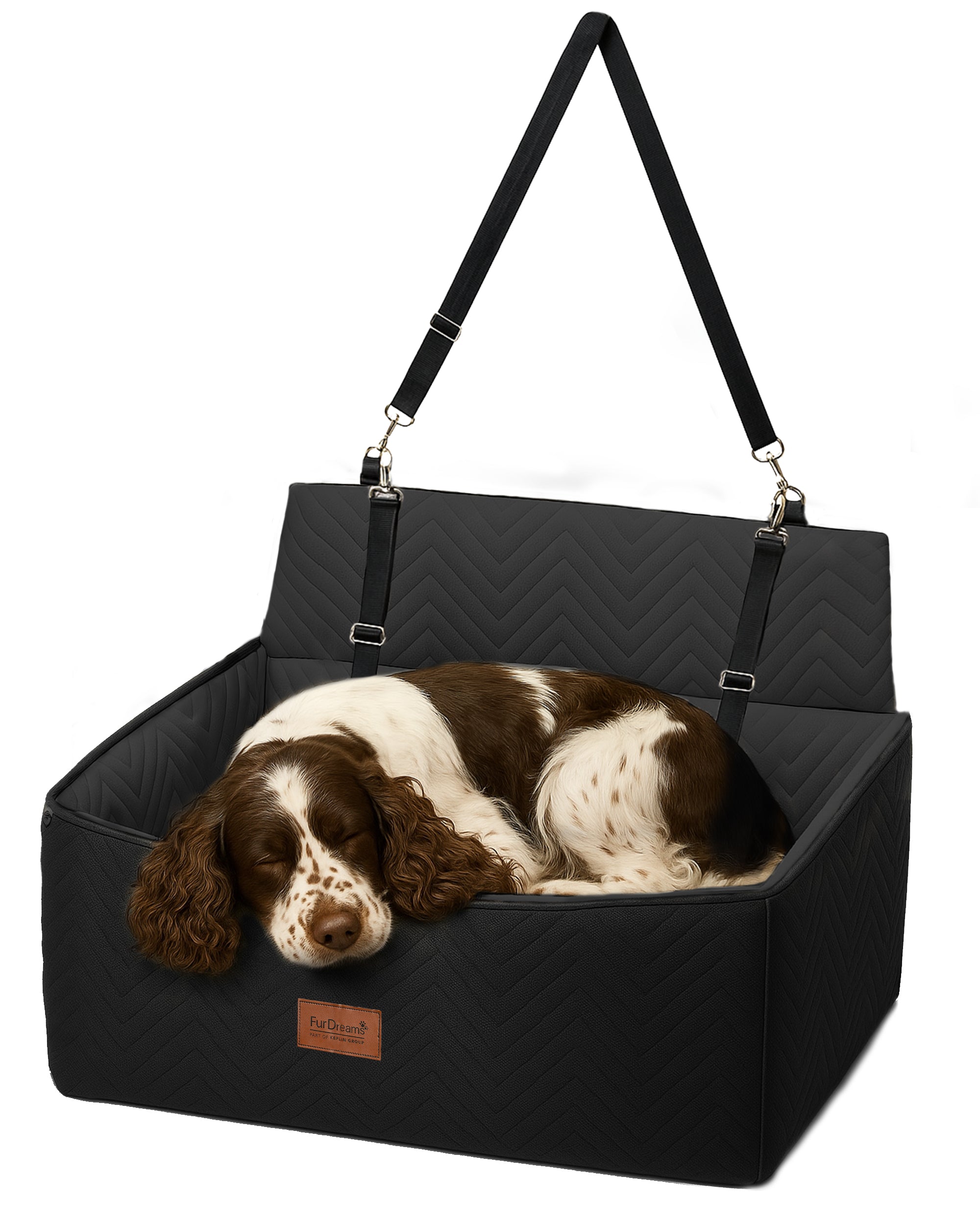 Furdreams XL Dog Car Seat – Plush Travel Bed with 10cm Foam Booster – Fits Dogs Up to 27kg – Non-Slip Base – 74x53x27cm – Converts to Cozy Sofa Bed – Machine Washable Cover