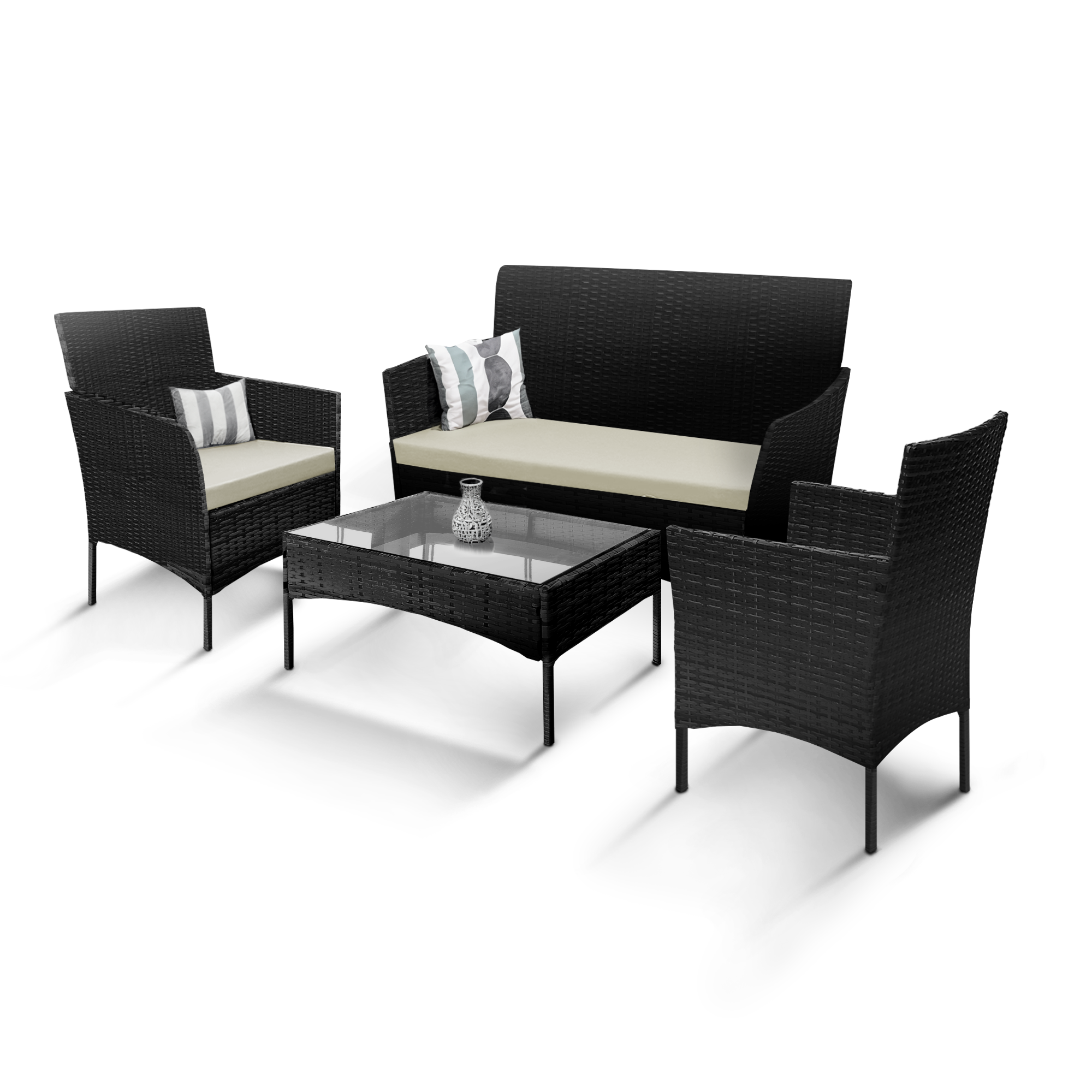 4-Piece Rattan Garden Furniture Set