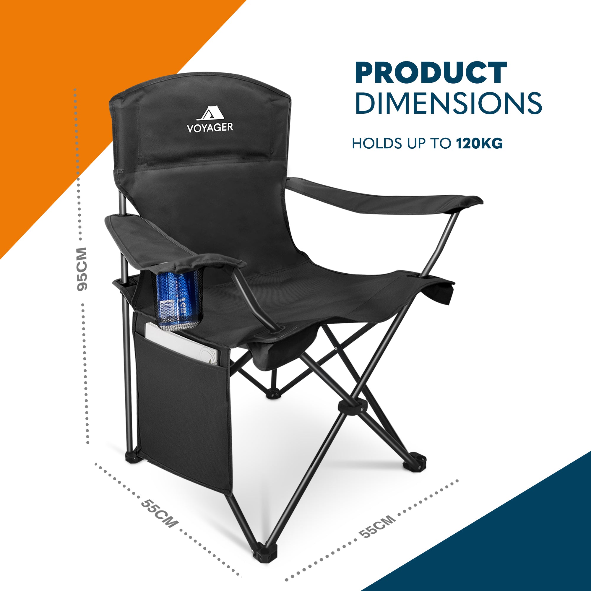 Voyager Folding Camping Chair 2-Pack - UK