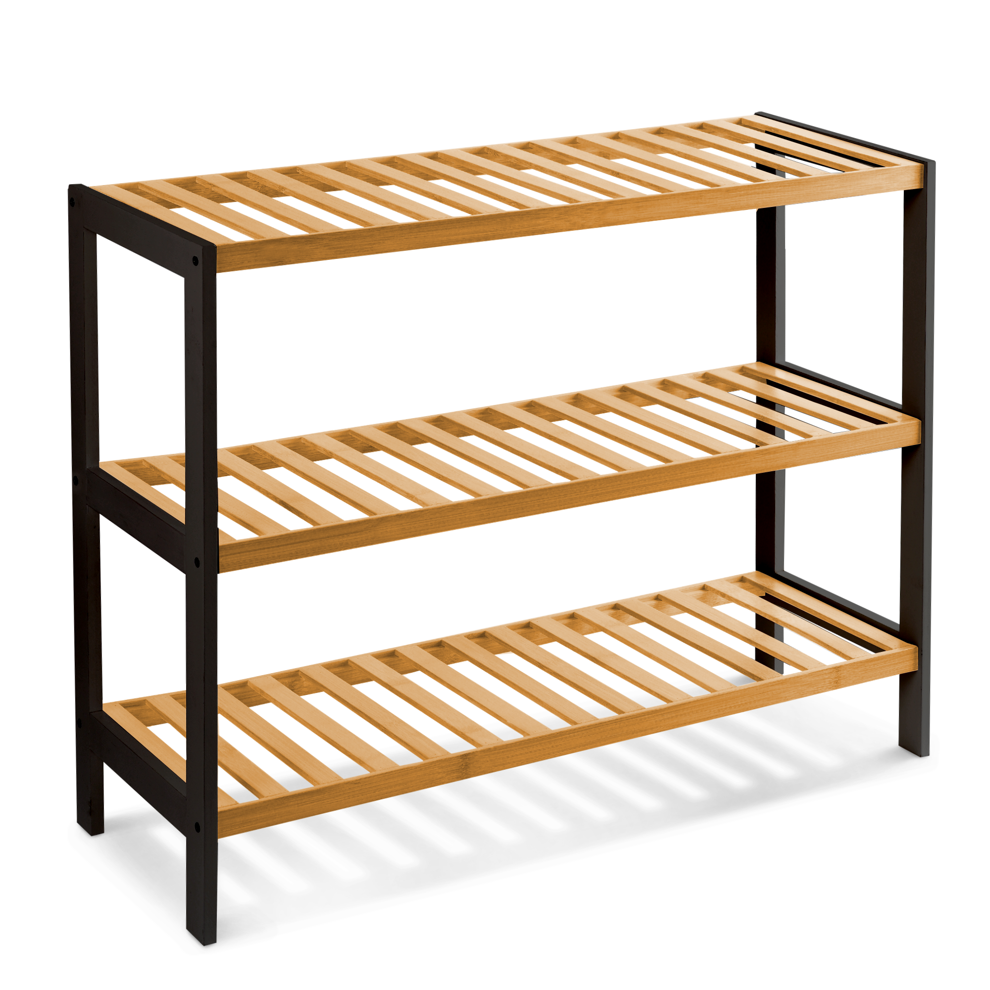 Bamboo Shoe Rack - 3-Tier Wooden Shoe Organiser - UK
