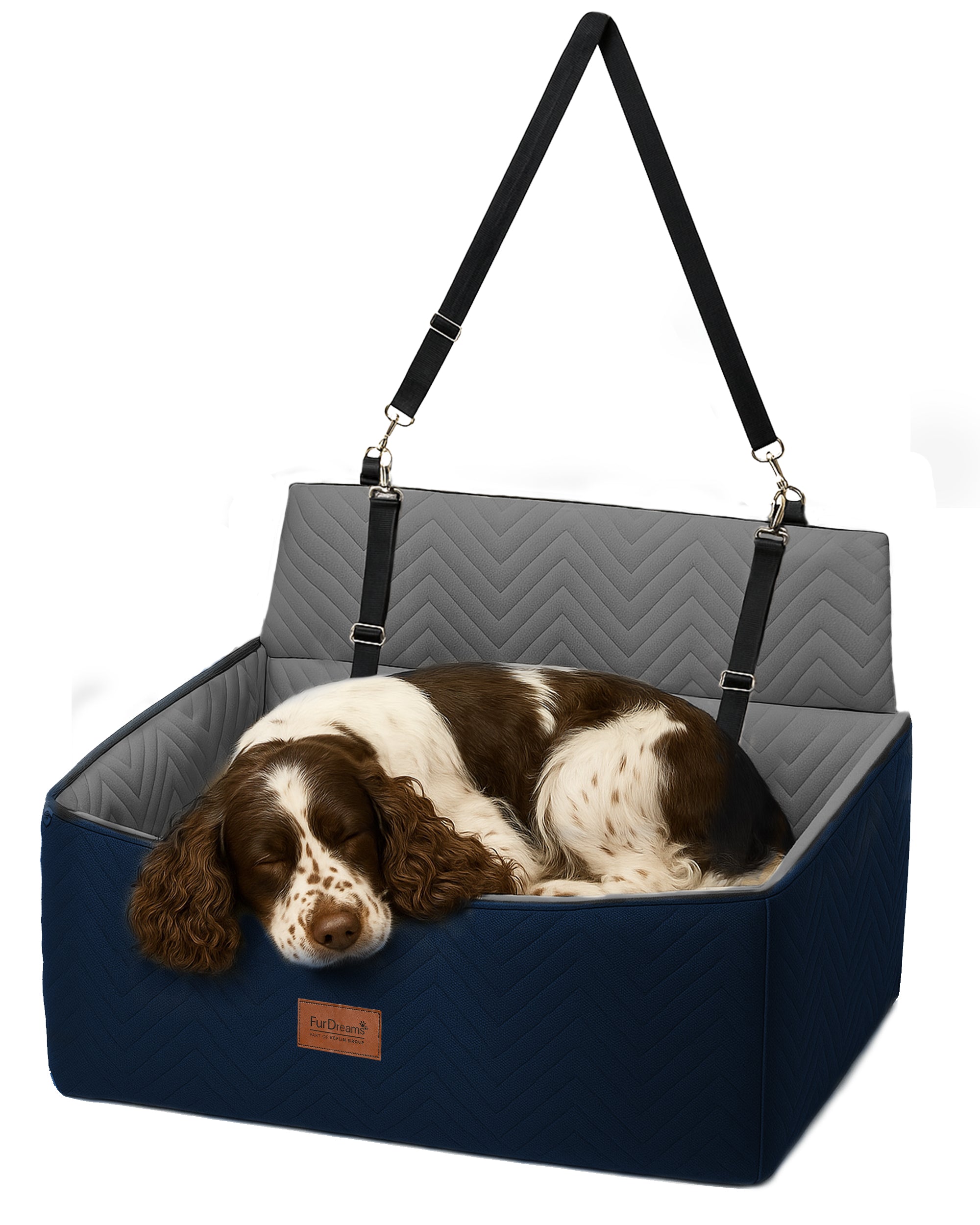 Furdreams XL Dog Car Seat – Plush Travel Bed with 10cm Foam Booster – Fits Dogs Up to 27kg – Non-Slip Base – 74x53x27cm – Converts to Cozy Sofa Bed – Machine Washable Cover