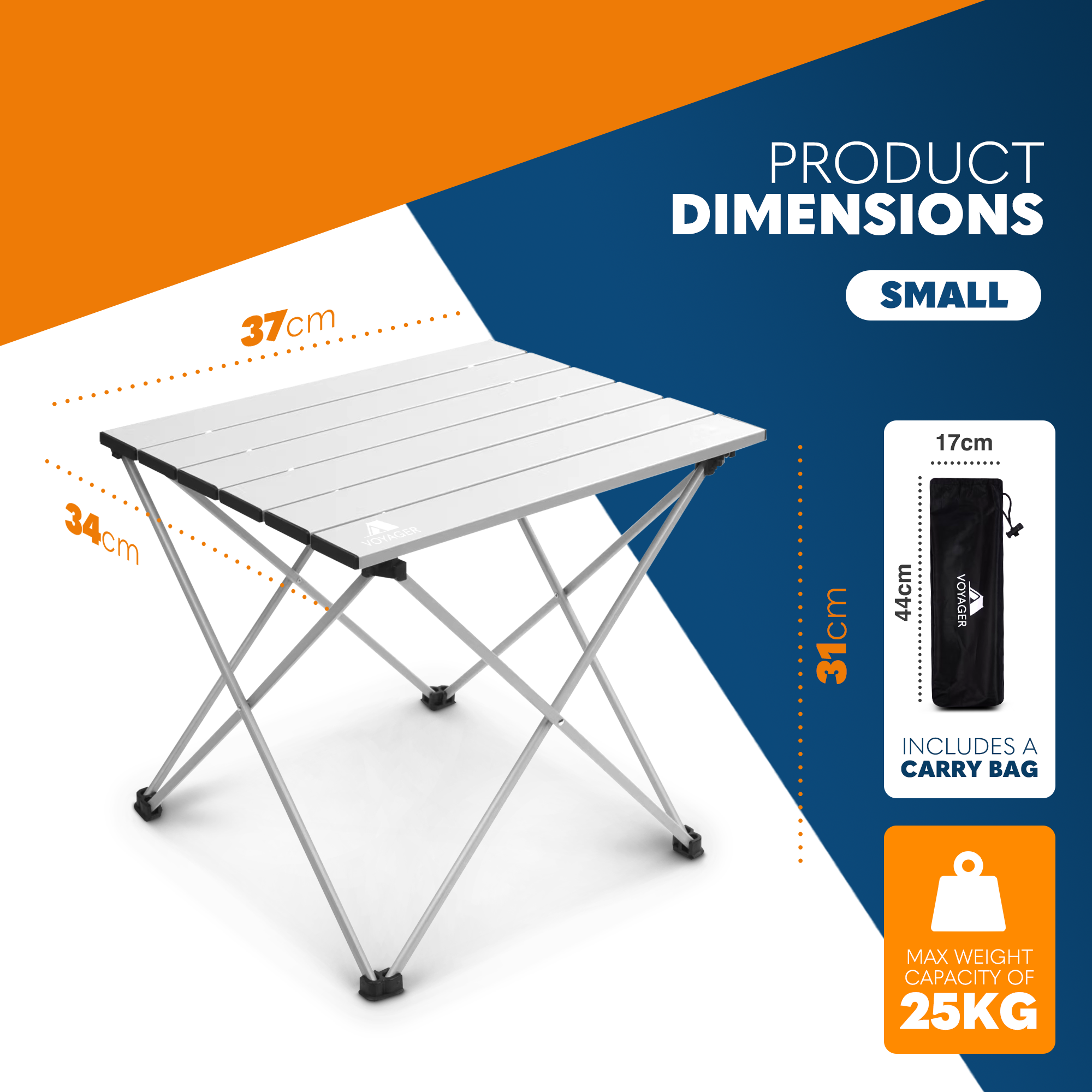 Voyager Camping Table – Foldable Outdoor Table with Adjustable Height, Extra Storage, Quick Setup, Lightweight & Durable – Compact Table for Camping, Picnic & Travel