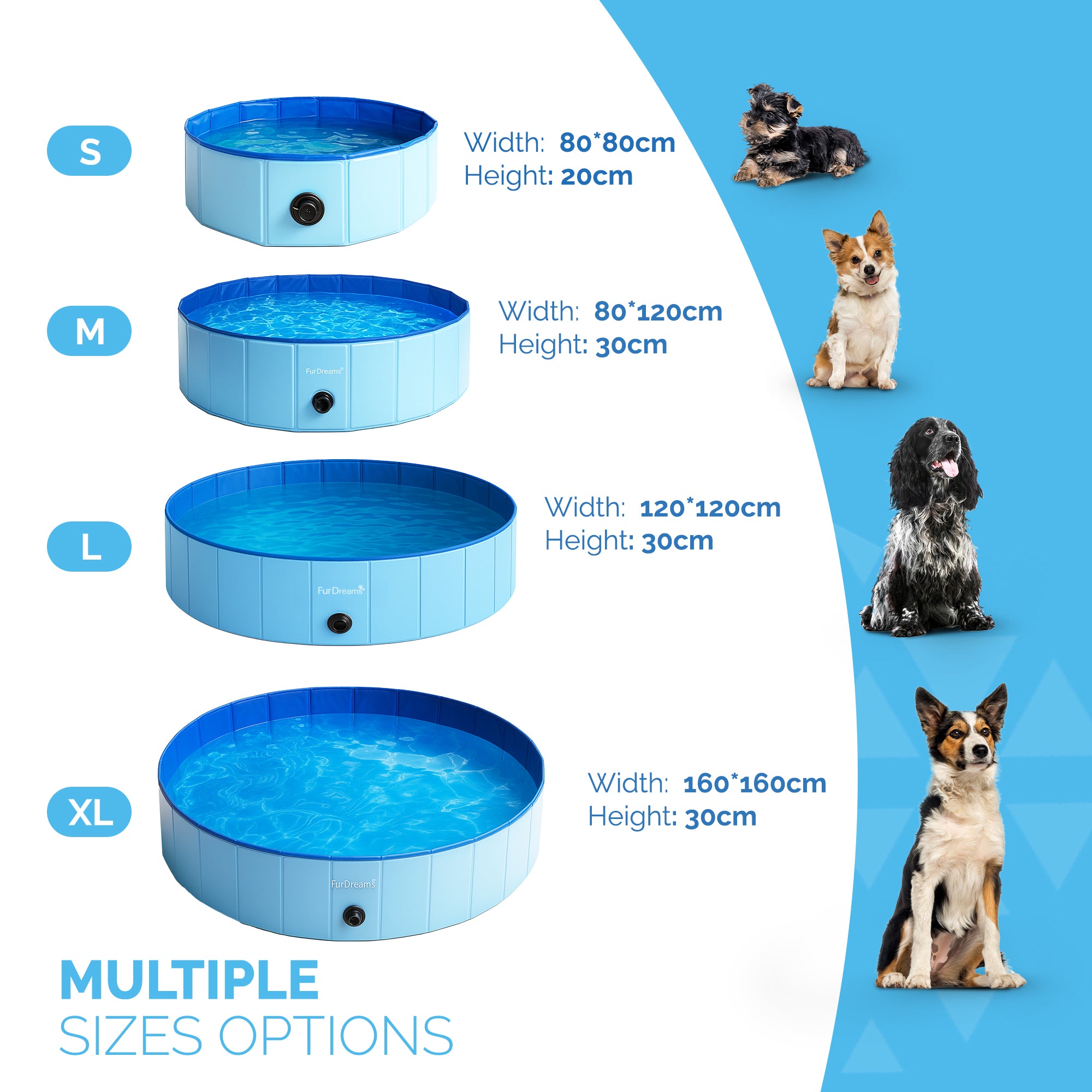 FurDreams Foldable Pet Swimming Pool – Hard Plastic Dog Bathtub, Portable Multi-Functional PVC Kiddie Pool with Non-Slip Base – Perfect for Children, Cats, Puppies, and Summer Fun