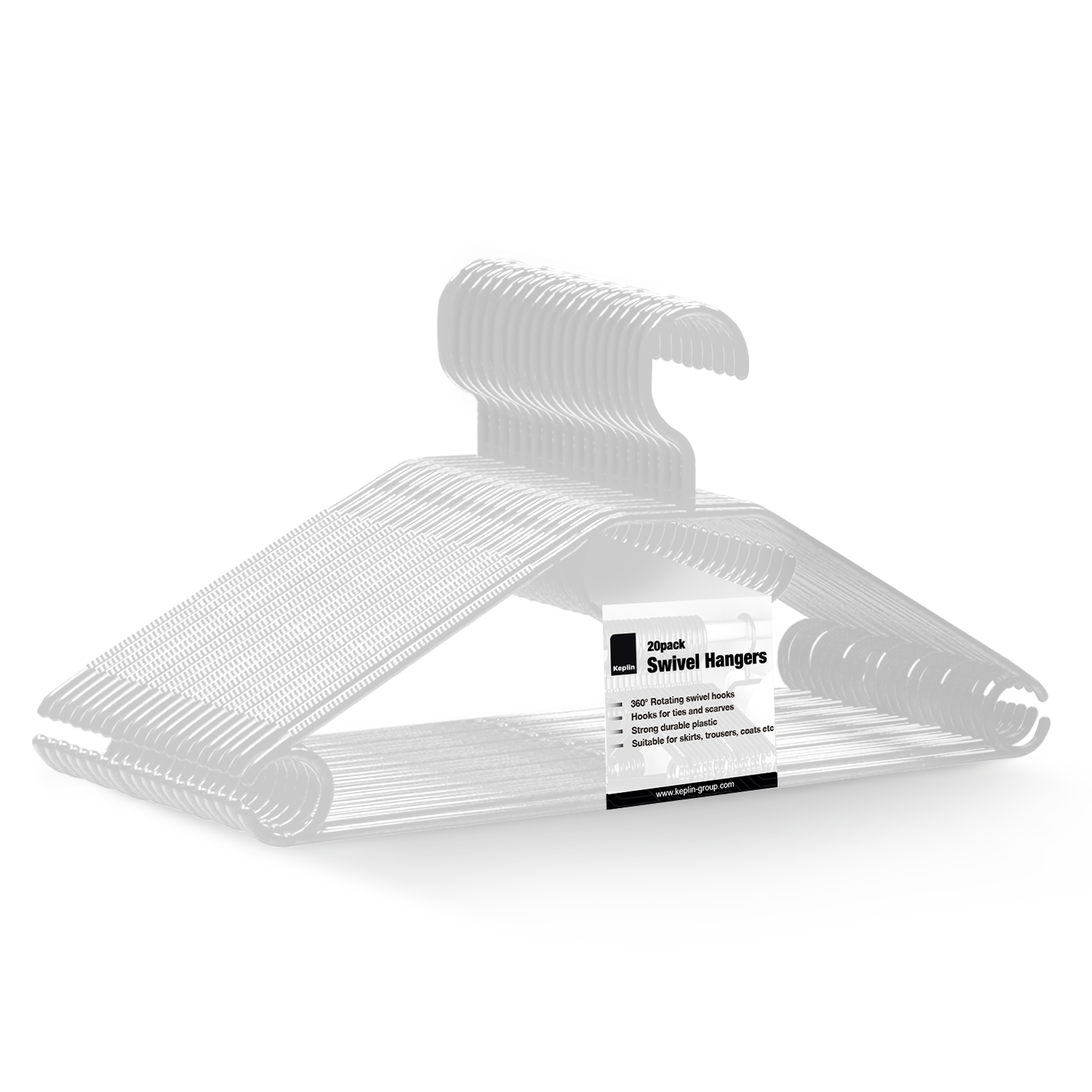 Heavy Duty Swivel Hook Hangers - Space Saving & Non Slip Coat Hangers with Rotating Hook & Tie