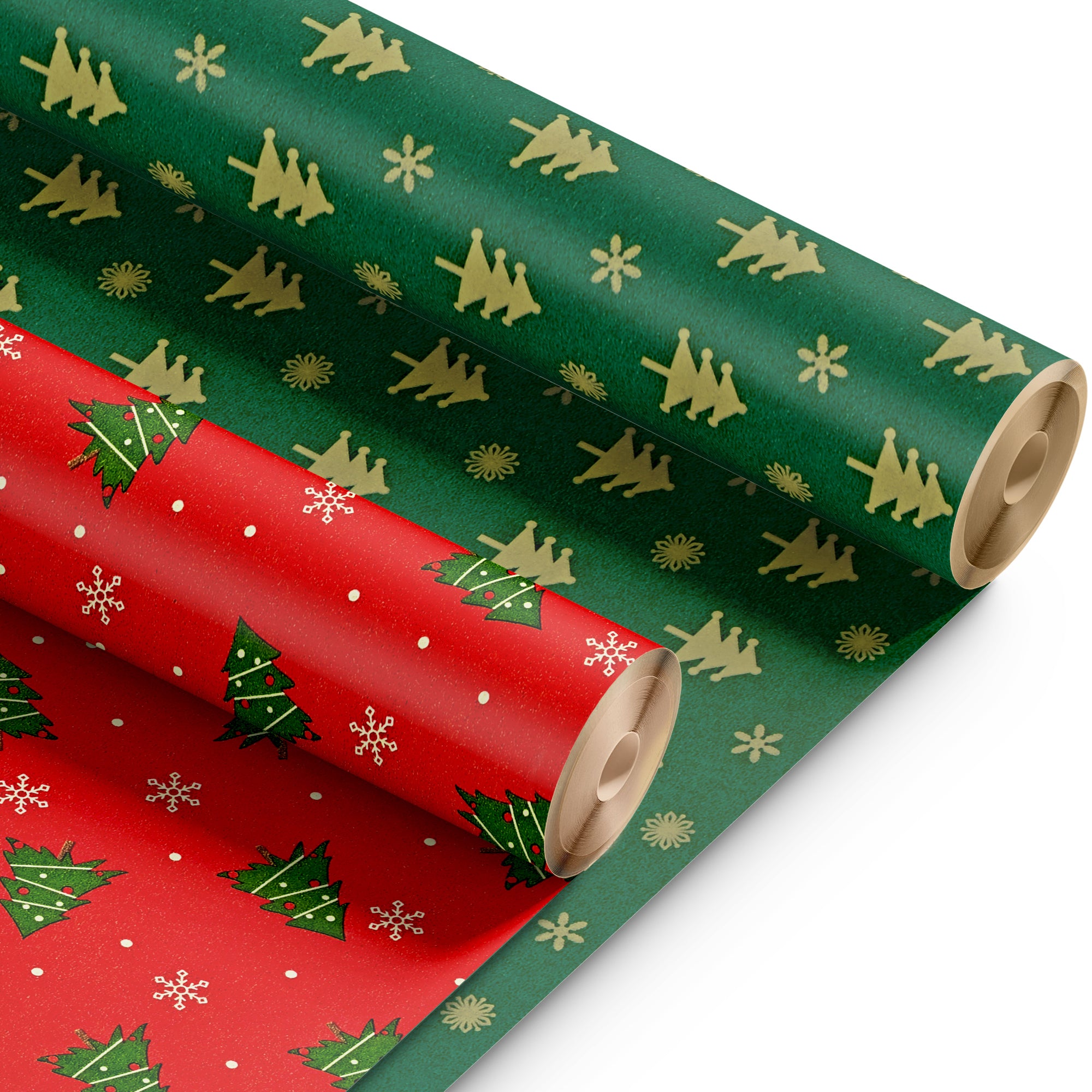 Kraft & Co 2 Pack Christmas Wrapping Paper Roll - Festive Designed Recyclable Kraft Paper, Perfect for Holiday Gifts, Arts & Crafts-Wrapping for a Merry Christmas (44.5cm x 25m)