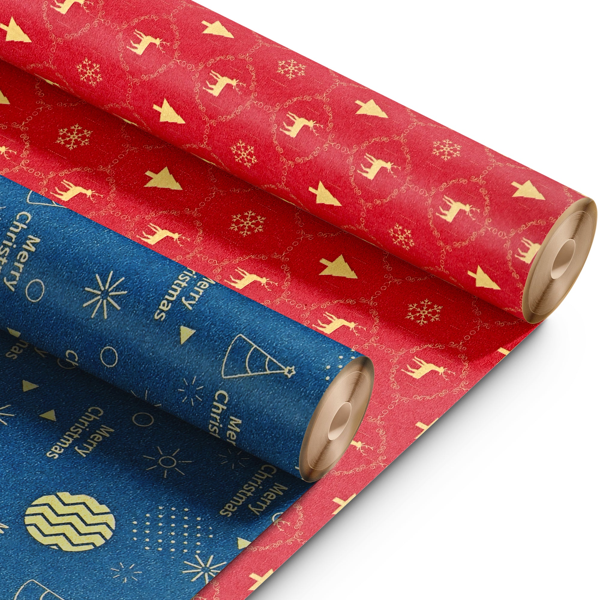 Kraft & Co 2 Pack Christmas Wrapping Paper Roll - Festive Designed Recyclable Kraft Paper, Perfect for Holiday Gifts, Arts & Crafts-Wrapping for a Merry Christmas (44.5cm x 25m)