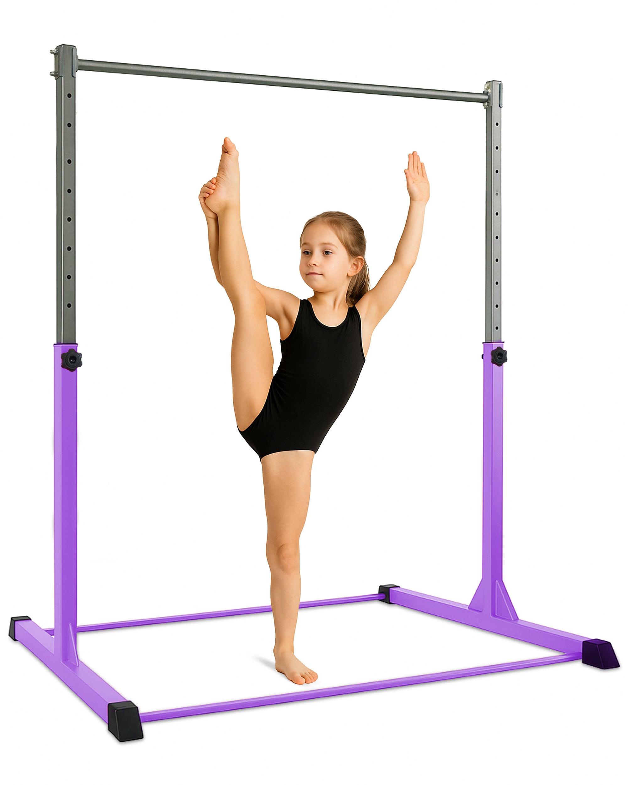 KAYMAN Foldable Gymnastics Horizontal Bar – Adjustable Height & Feet, Hand Protection Wrap, Durable Iron for Flexibility Training – Compact & Stylish Home Gym Equipment