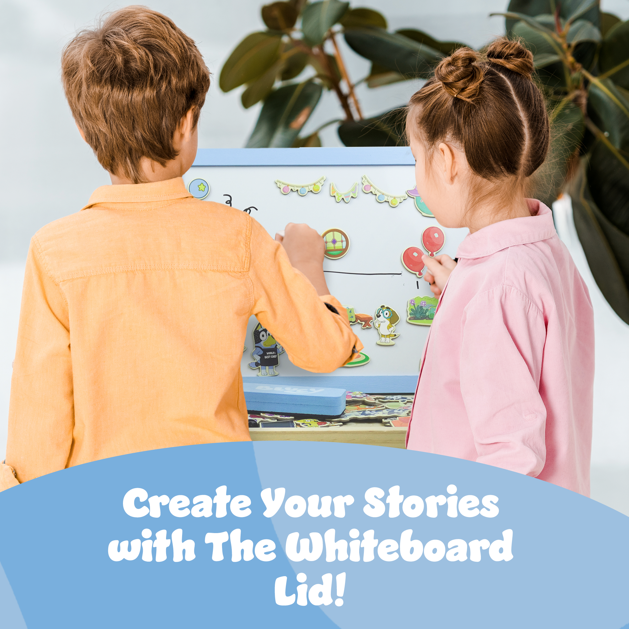 Bluey 102D Creation Station - 2 in 1 Magnetic Whiteboard & Lap Tray for Kids 3+, Portable, Sturdy & FSC-Certified, Compact & Kid-Safe
