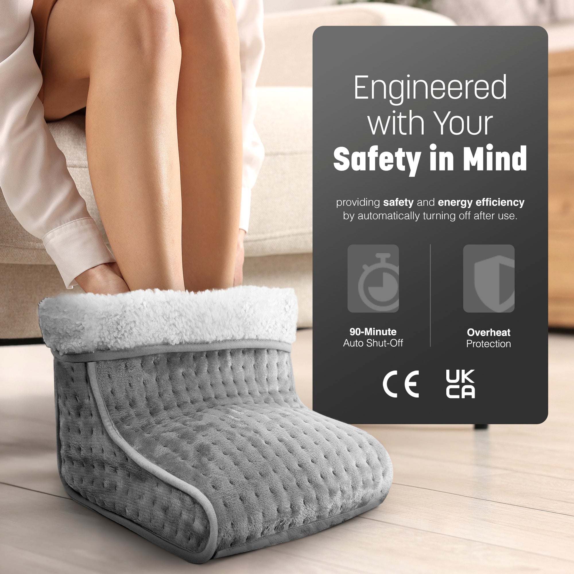 KEPLIN Electric Foot Warmer, 1 Pack - 9 Adjustable Temperature Settings, 90-Min Auto Shut-Off Timer, Overheat & Overcurrent Protection, Soft Fleece Lining, Washable Inner Sleeves (32x28x26cm), 1 Year Warranty