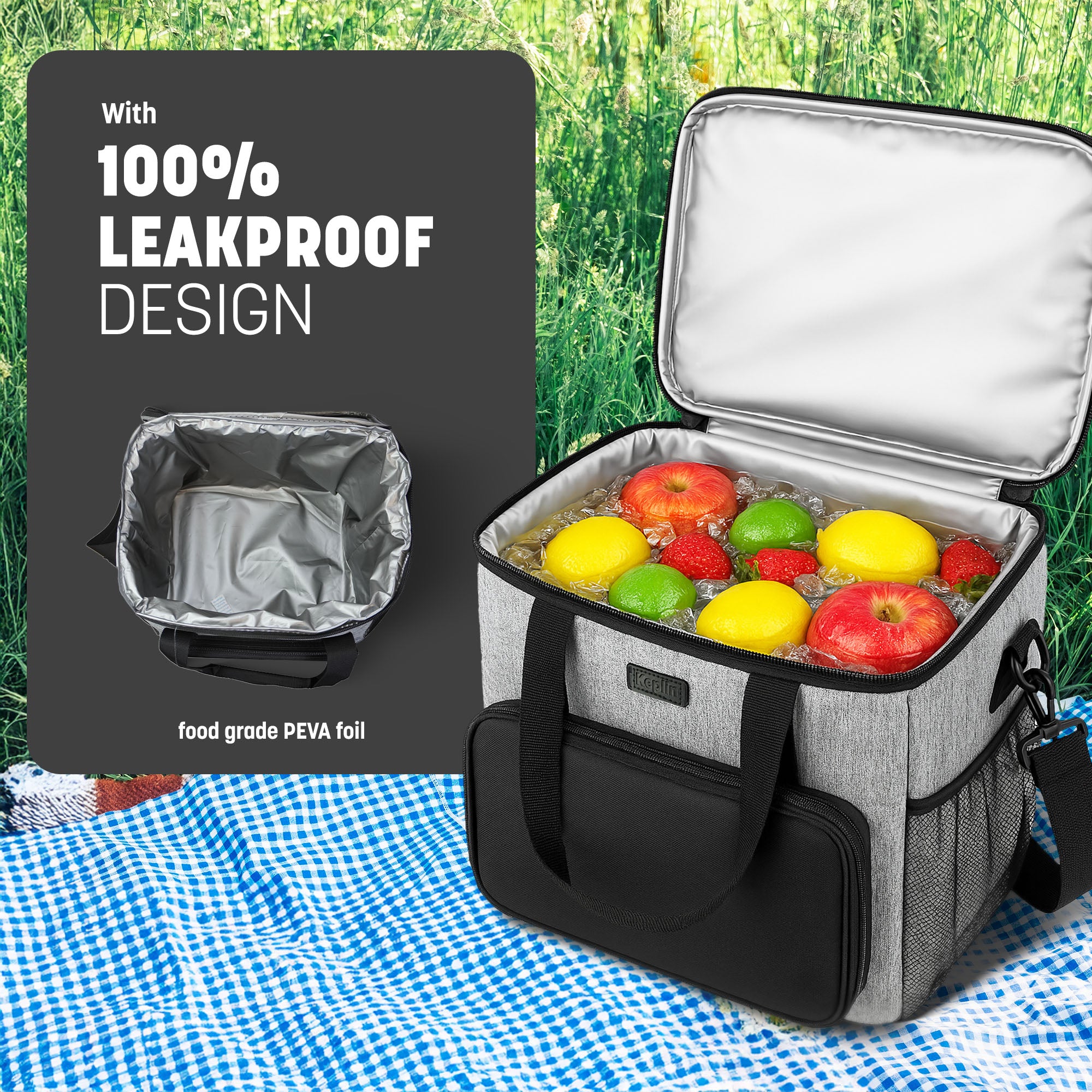 16 Litre Home Freezer Blocks with Picnic Bag for Family Trips - Long Lasting Reusable Ice Boards(30 x 23 x 23 cm)