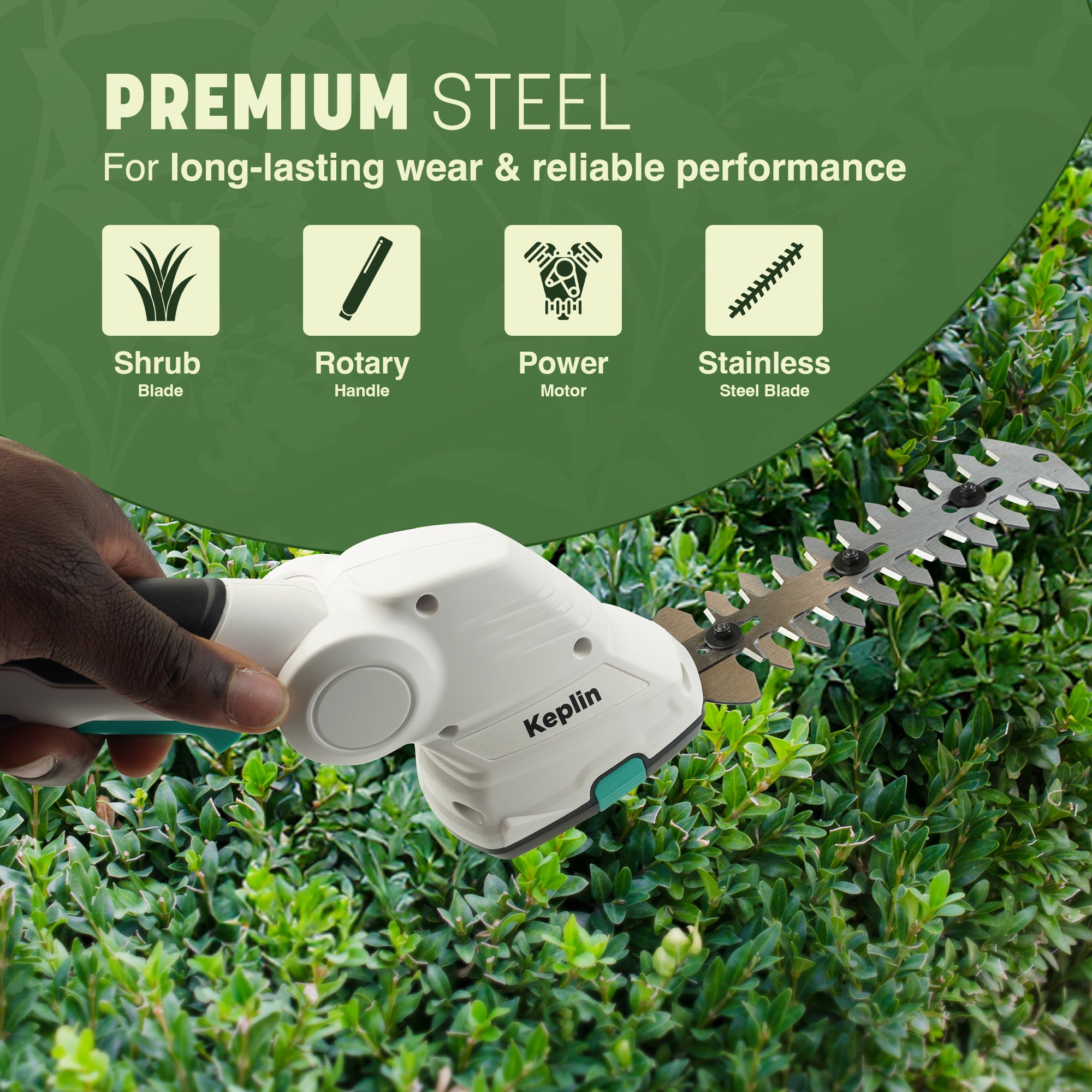 Keplin 2-in-1 Cordless Grass Shear & Hedge Trimmer – 7.2V Rechargeable 1500mAh Battery, Lightweight Handheld Garden Edging & Shrub Cutter with 2 Interchangeable Blades for Precise Trimming