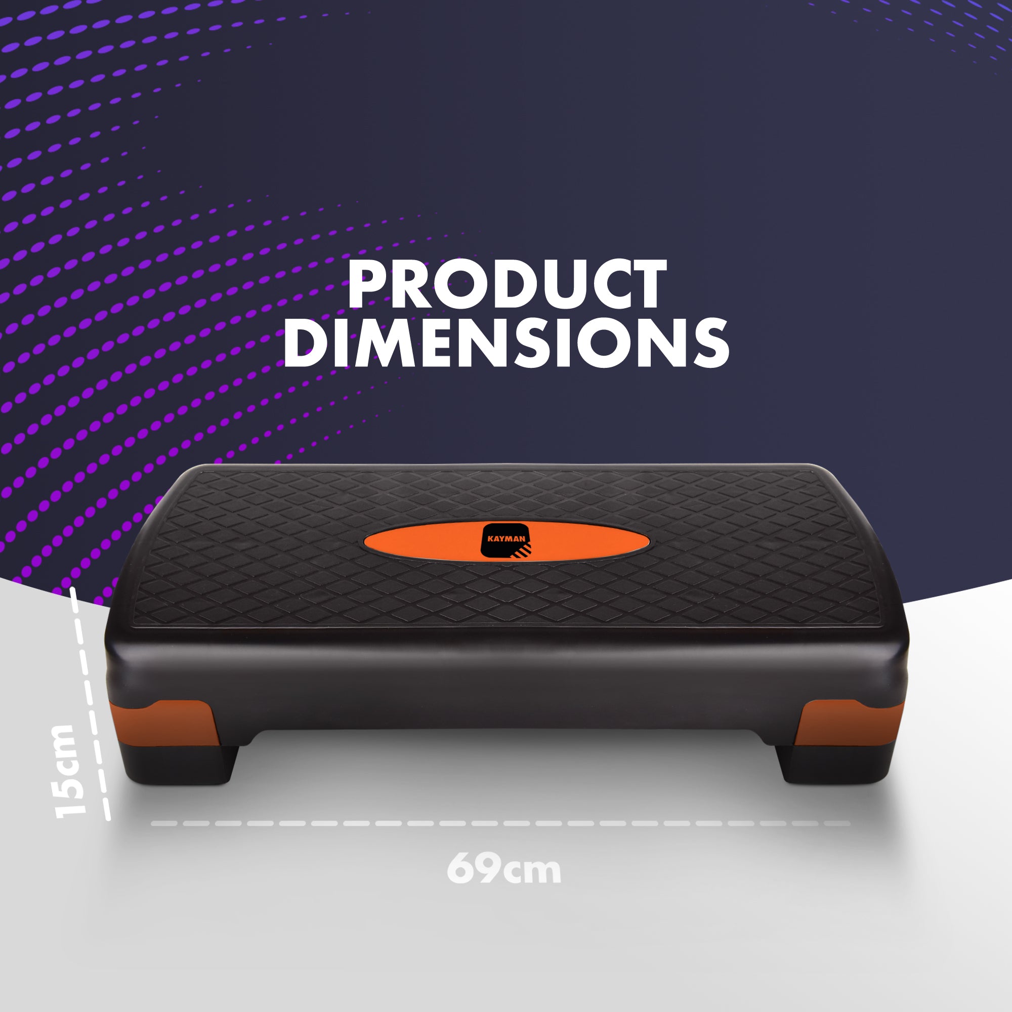 KAYMAN Exercise Stepper – Adjustable Fitness Step Platform for Home & Gym Workouts | Ideal for Aerobics, Cardio, Weights, Yoga | 2 Level Heights