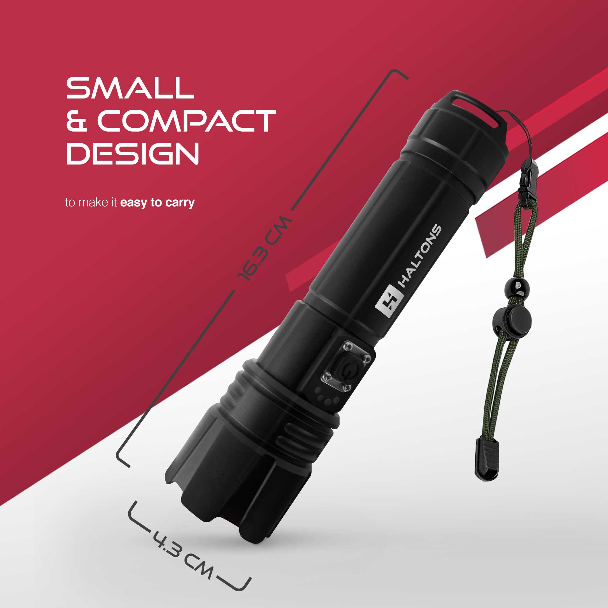 Haltons 10,000 Lumens Rechargeable Torch, Waterproof & Tactical Torches Led Super Bright, USB-C Charging, High Power Torch Light, Durable Flashlight with SOS Mode, Ideal for Camping, Hiking & More