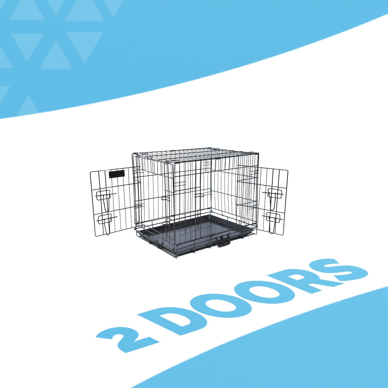 FurDreams Heavy Duty Dog Crate – Black Metal Folding Cage with Dual Doors, Chew-Resistant Plastic Tray, and Carry Handle – Perfect for Puppy Training