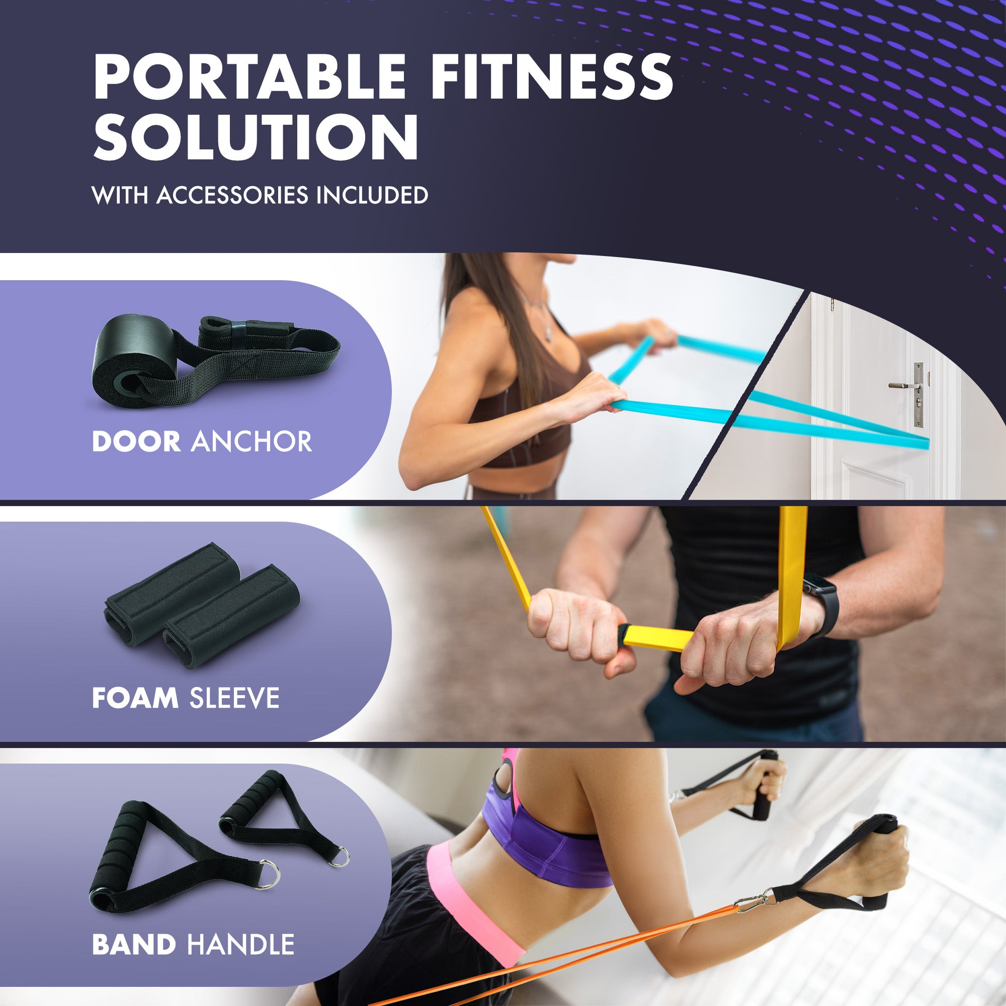 Kayman - Long Resistance Band with Door Anchor & Carry Bag Set – Perfect for Pull-Ups, Yoga, Calisthenics, Strength Training, Stretching, Home Workouts