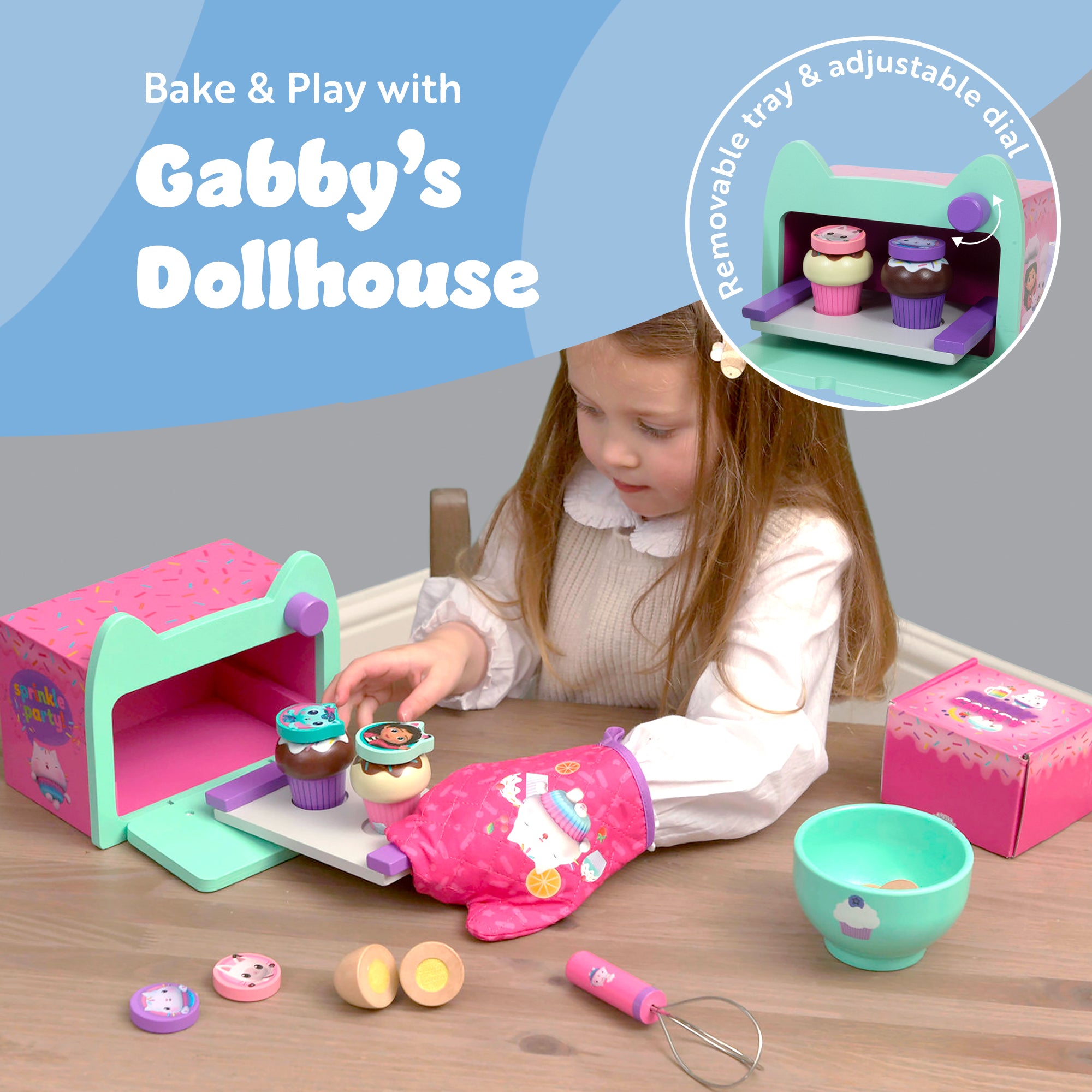 Gabby’s Dollhouse Baking Playset – Kids' Pretend Bake & Play Kit with Mixing Bowl, Whisk, Flour, Eggs & Oven – Fun & Role Play Toy for Toddlers & Children