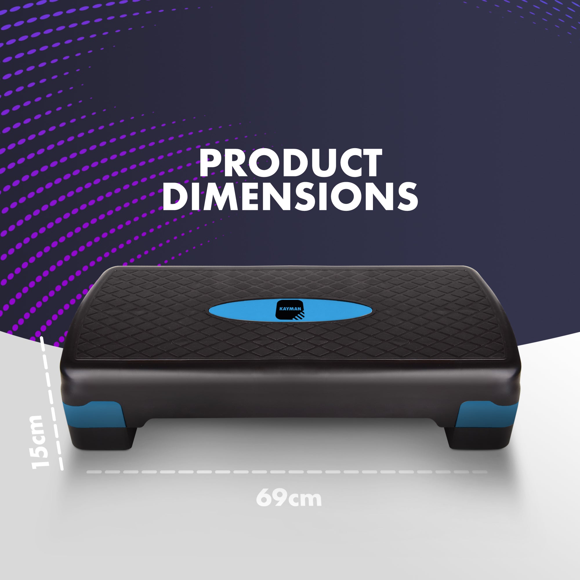 KAYMAN Exercise Stepper – Adjustable Fitness Step Platform for Home & Gym Workouts | Ideal for Aerobics, Cardio, Weights, Yoga | 2 Level Heights